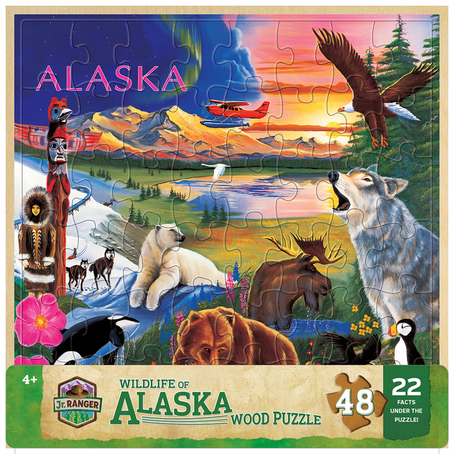 Jr. Ranger - Wildlife of Alaska 48 Piece Wood Jigsaw Puzzle