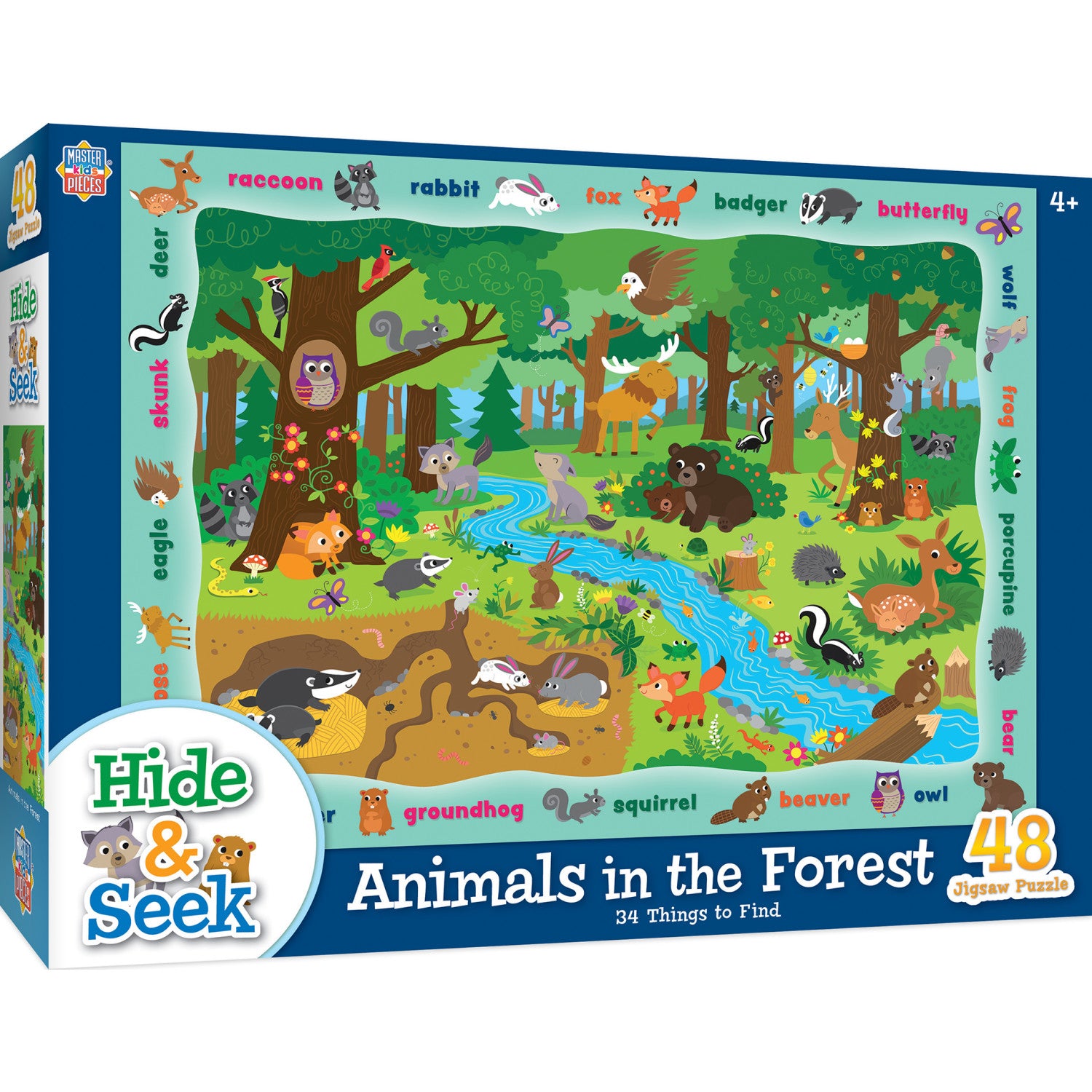 Hide & Seek - Animals in the Forest 48 Piece Jigsaw Puzzle
