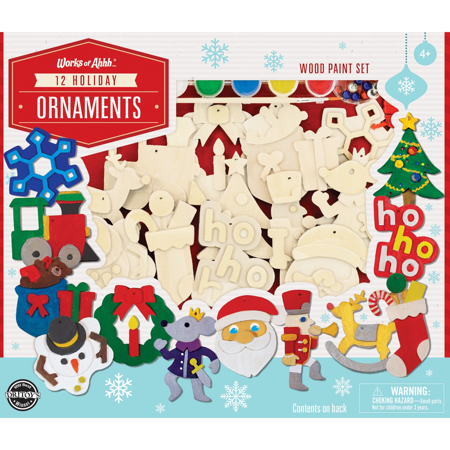 Works of Ahhh Holiday Christmas Ornaments 12 Pack Wood Paint Kit