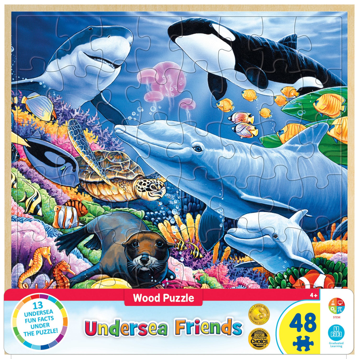 Wood Fun Facts - Undersea Friends 48 Piece Wood Jigsaw Puzzle