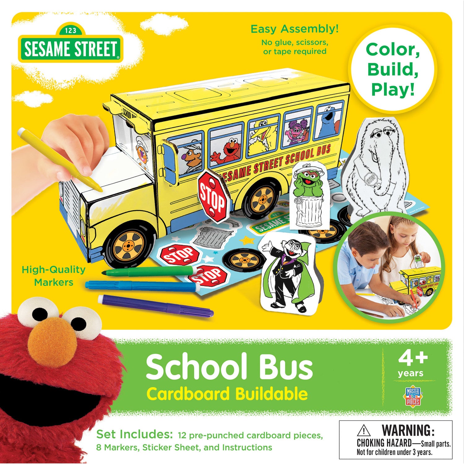 Sesame Street - School Bus Cardboard Buildable Craft Kit
