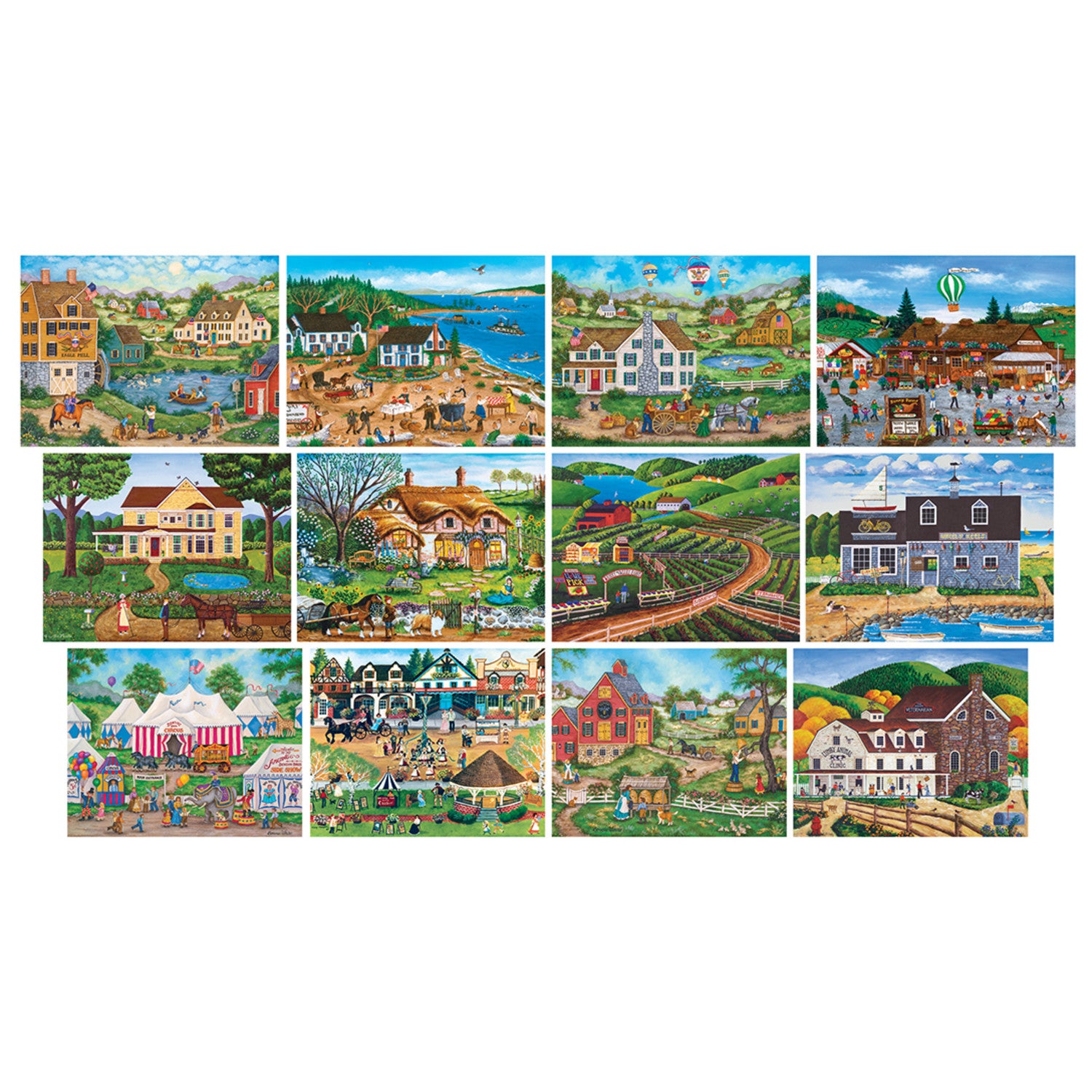 Folk Art Jigsaw Puzzle Collection - 12 Pack
