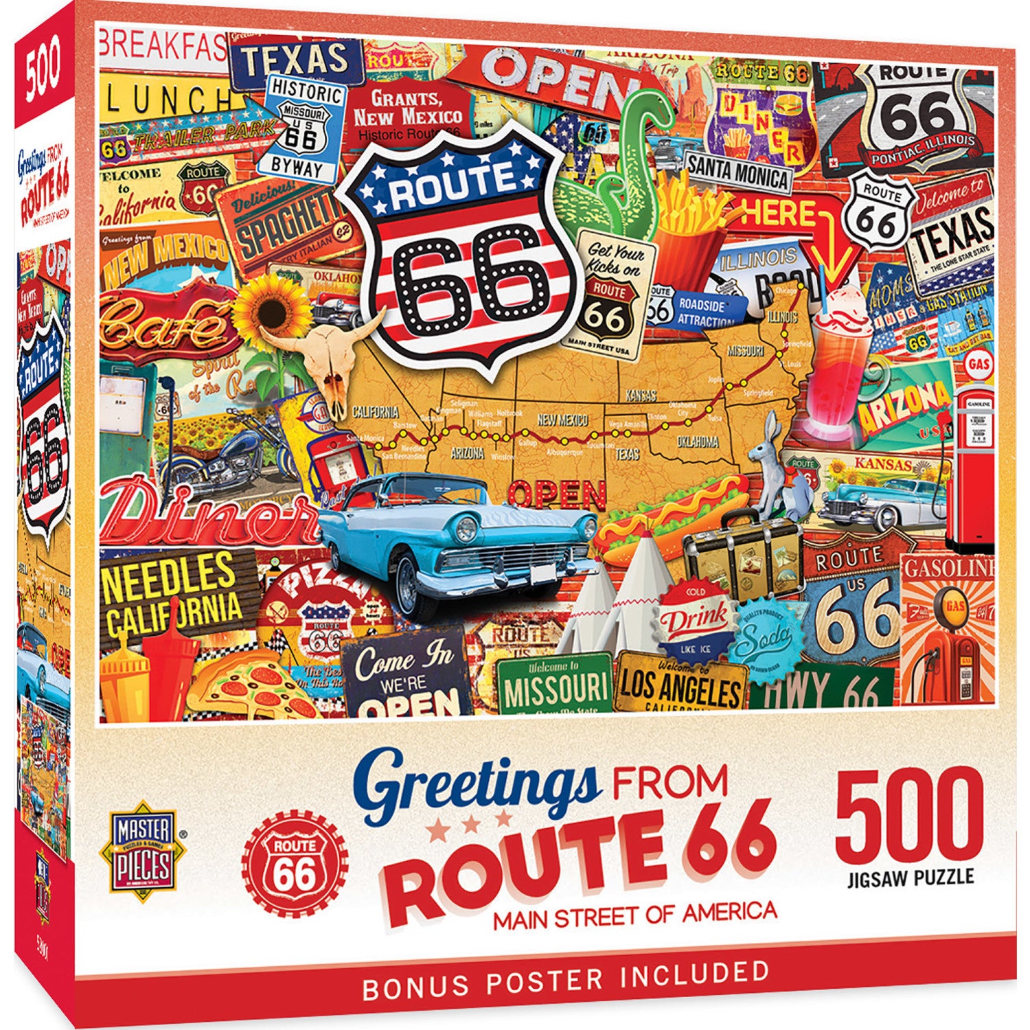 Greetings From Route 66 - 500 Piece Jigsaw Puzzle