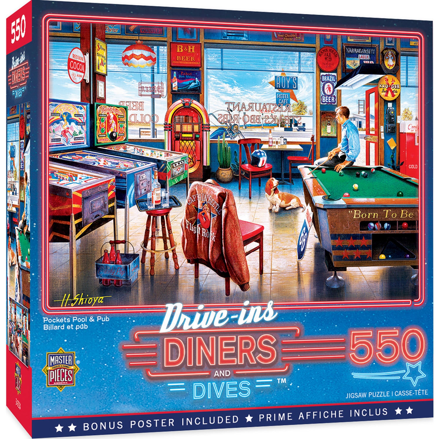 Drive-Ins, Diners & Dives - Pockets Pool & Pub 550 Piece Jigsaw Puzzle