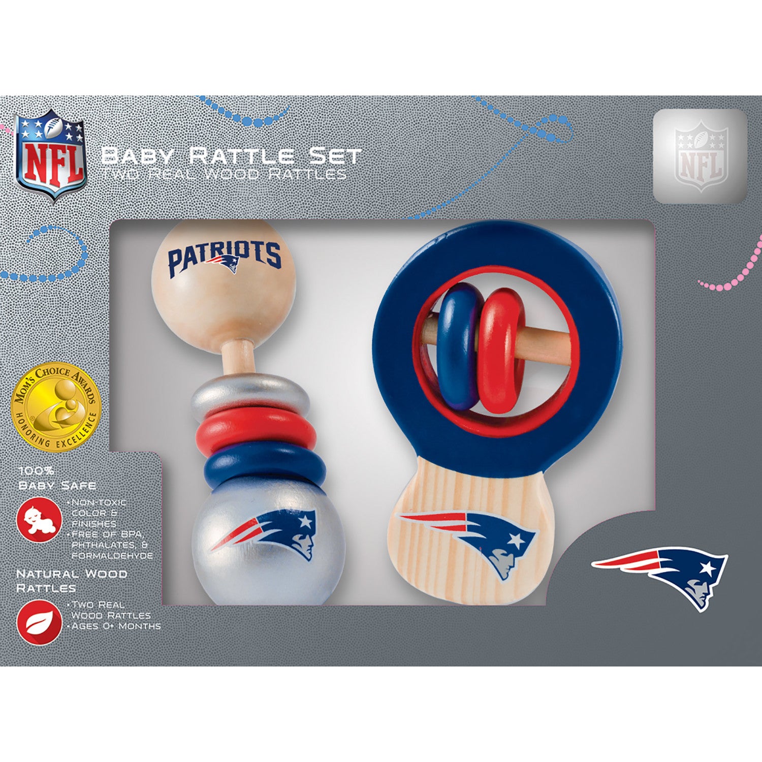 New England Patriots NFL Wood Rattle 2-Pack