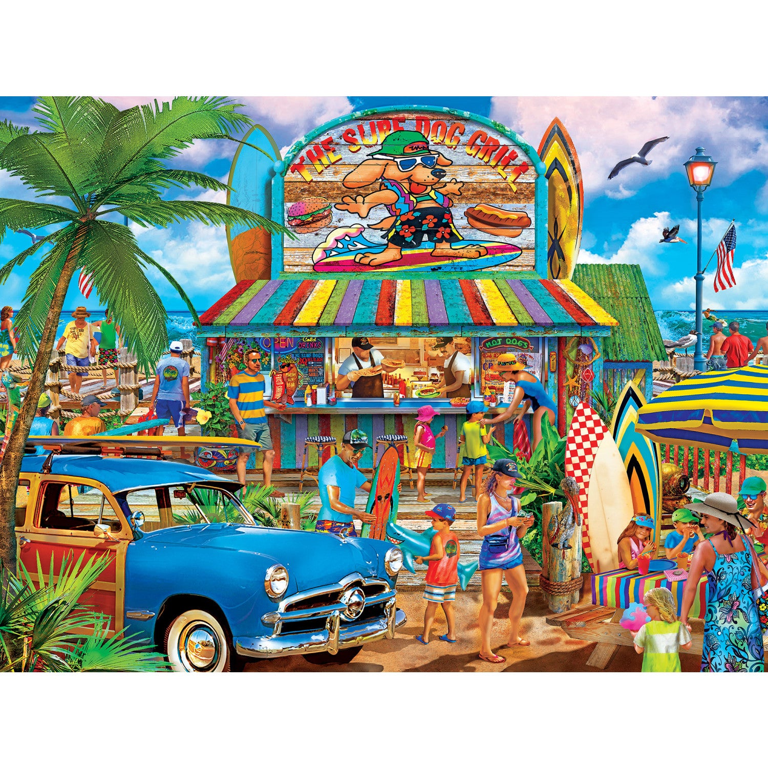 Drive-Ins, Diners & Dives - The Surf Dog Grill 550 Piece Puzzle