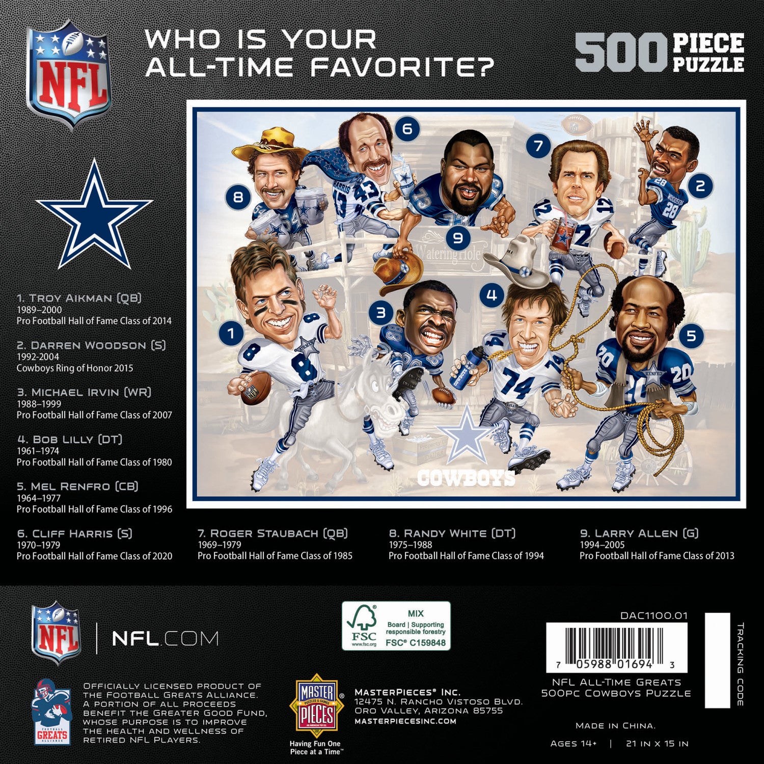 Dallas Cowboys - All Time Greats 500 Piece Jigsaw Puzzle