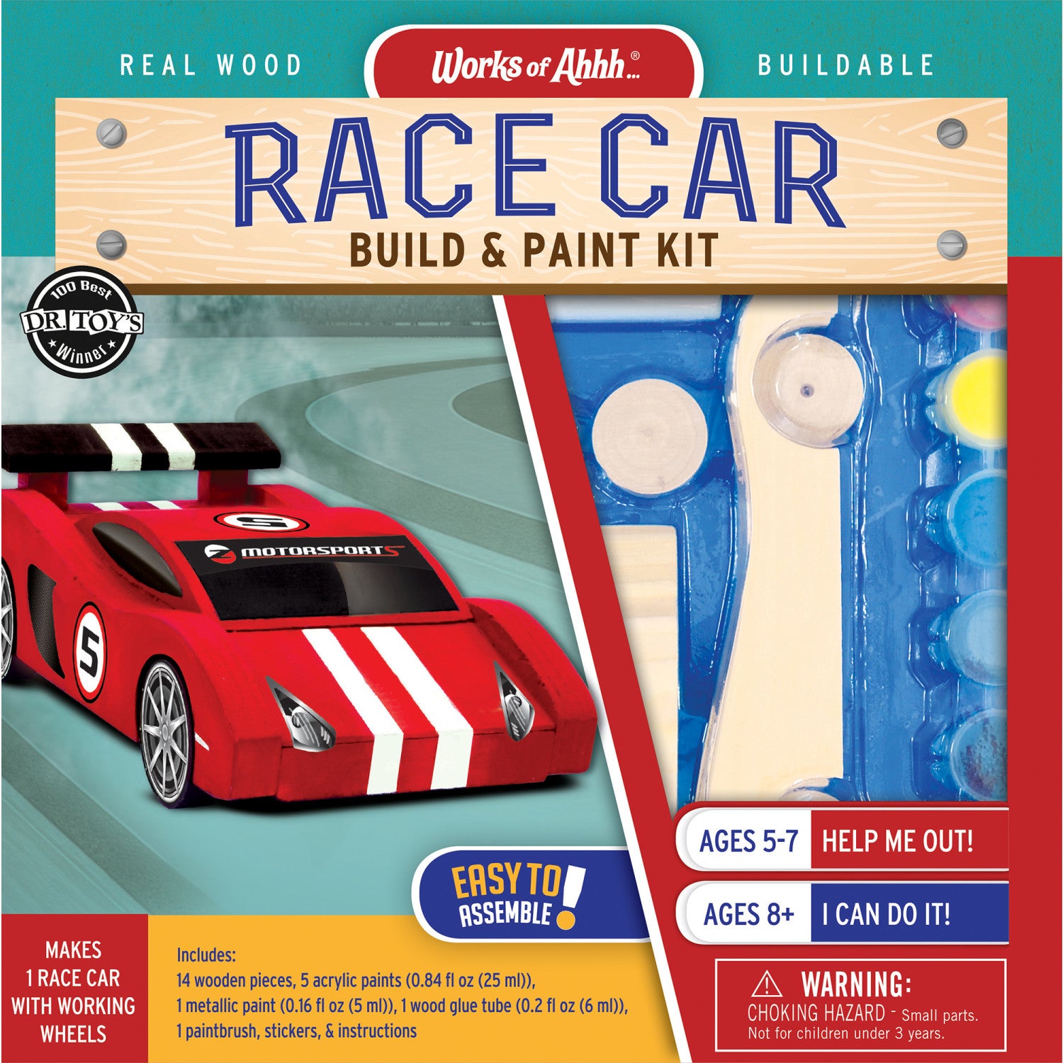 Race Car Buildable Wood Craft & Paint Kit