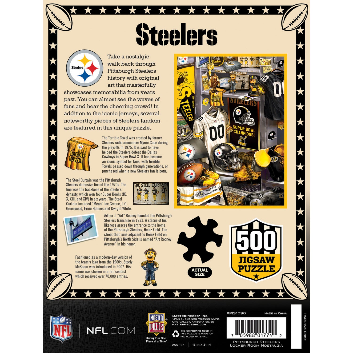 Pittsburgh Steelers - Locker Room 500 Piece Jigsaw Puzzle