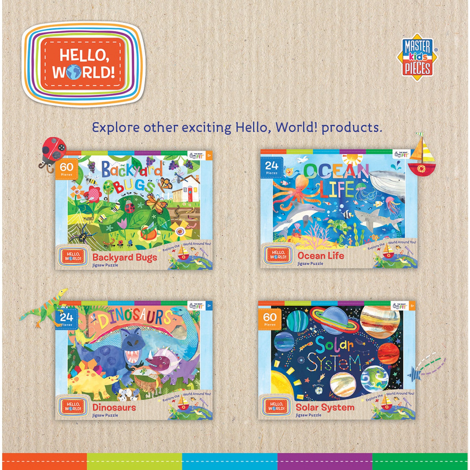 Hello, World! 100 Piece Jigsaw Puzzles 4-Pack