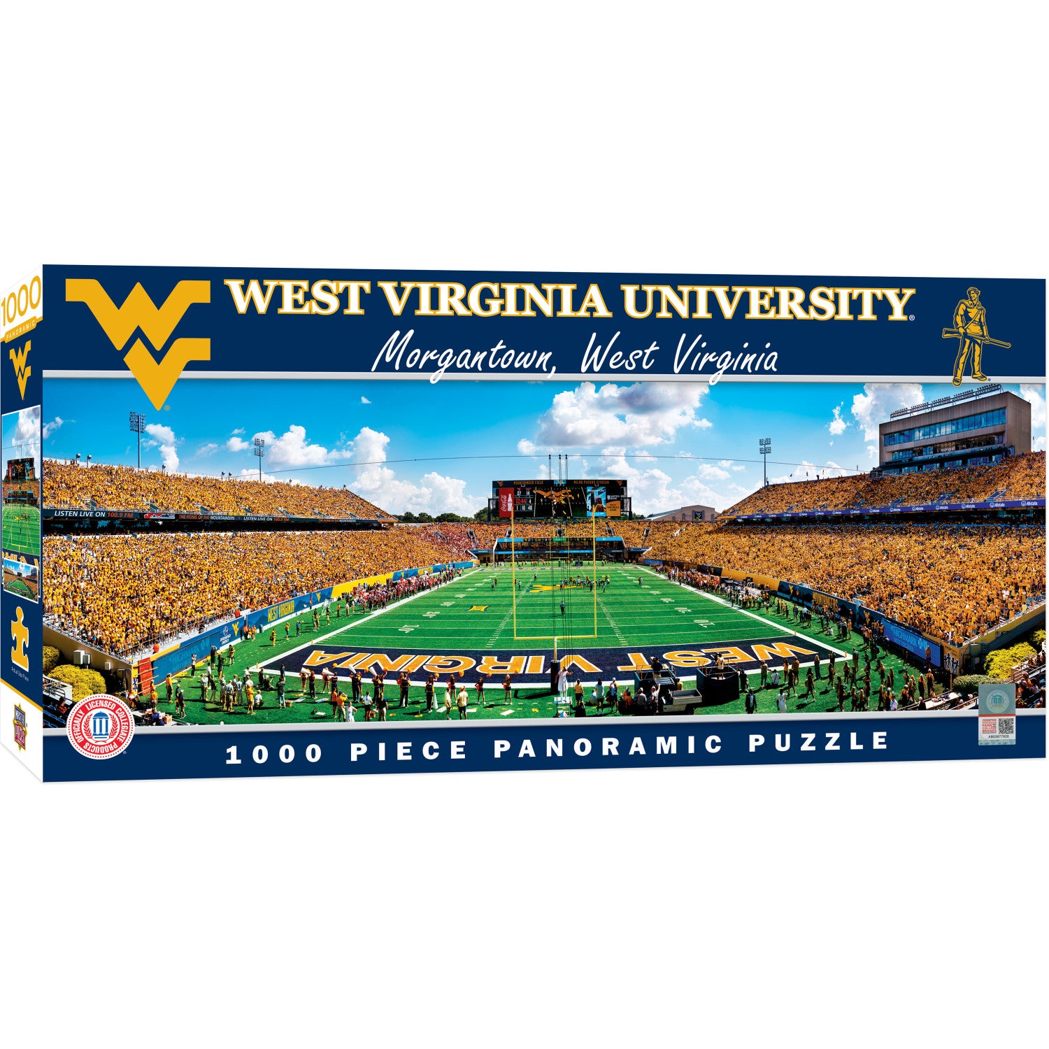 West Virginia Mountaineers - 1000 Piece Panoramic Jigsaw Puzzle - End View