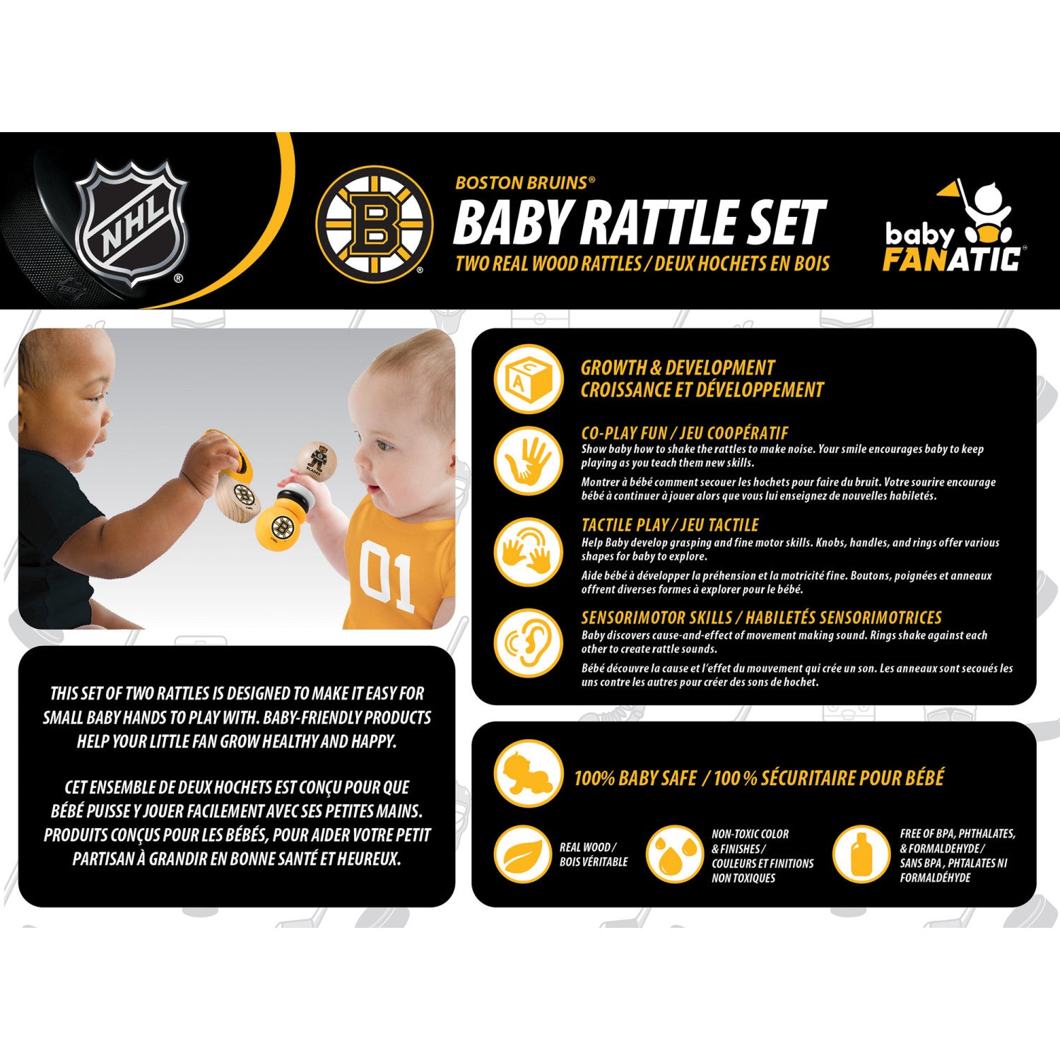 Boston Bruins - Baby Rattles 2-Pack