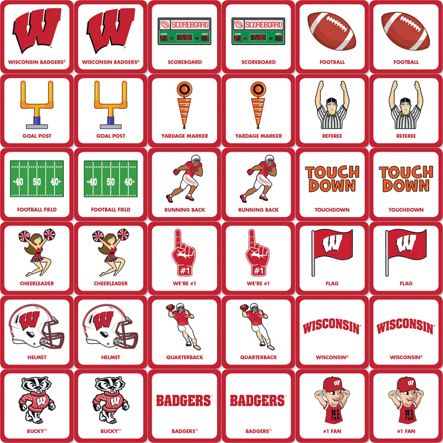 Wisconsin Badgers NCAA Matching Game