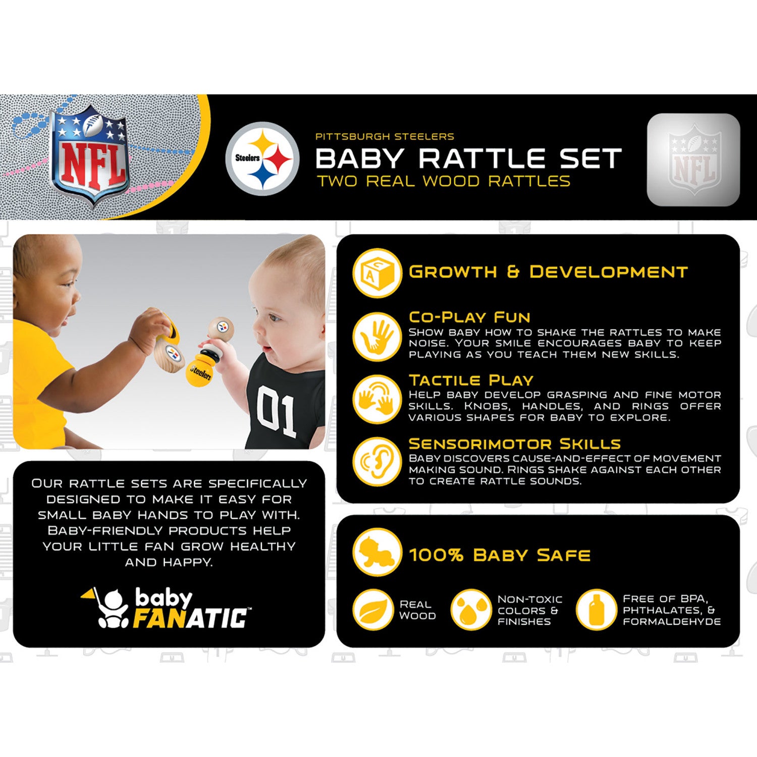 Pittsburgh Steelers - Baby Rattles 2-Pack