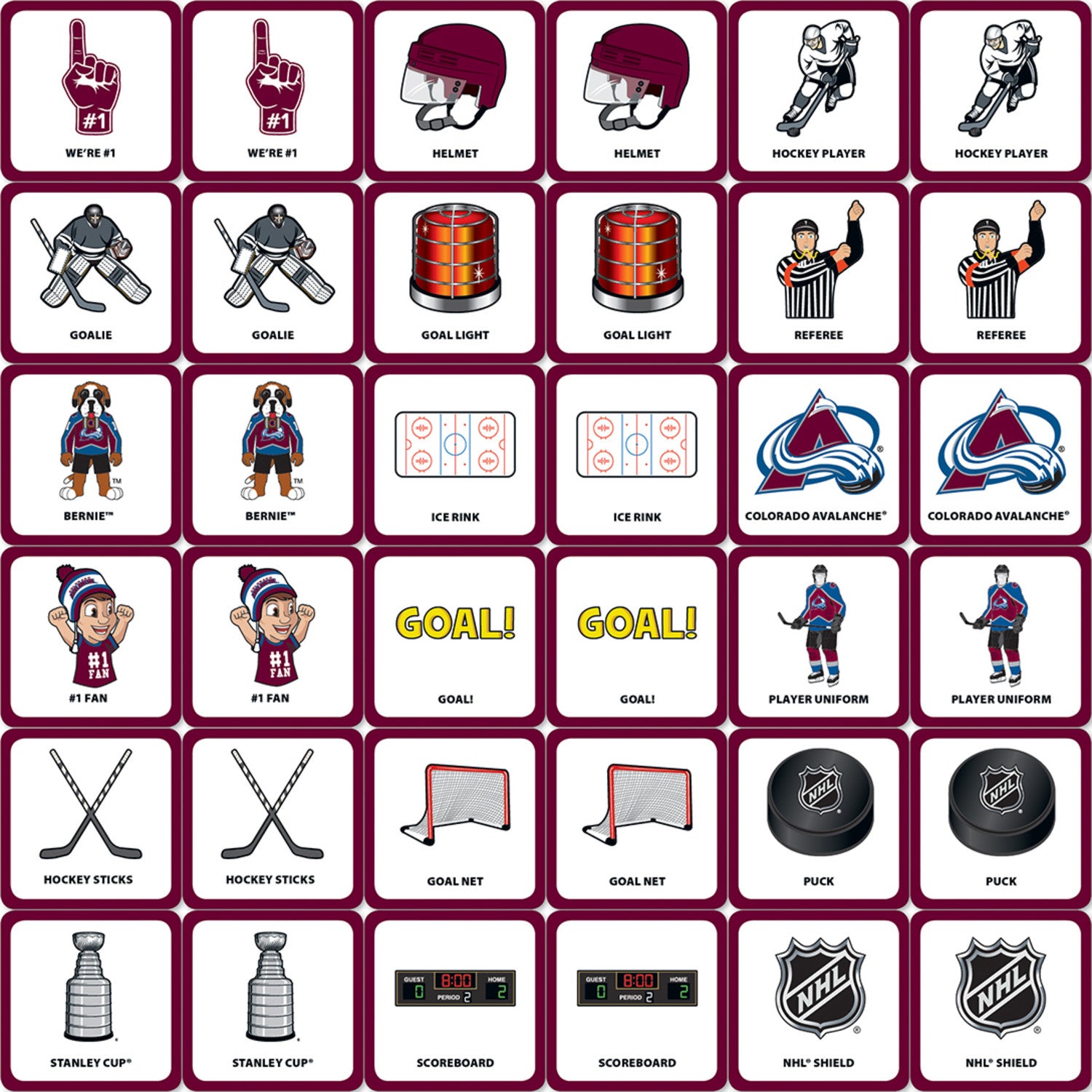 Colorado Avalanche NHL Matching Game
