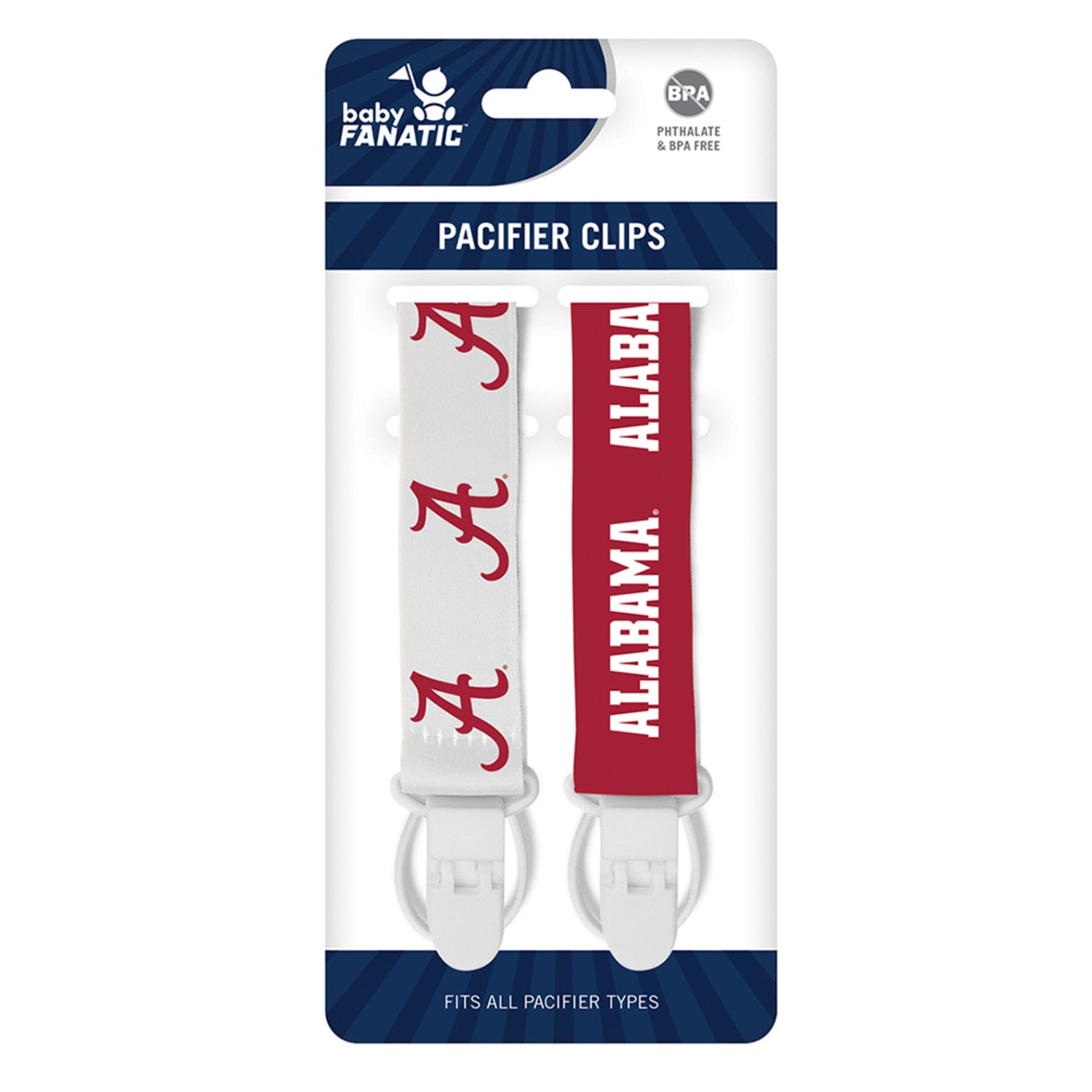 Alabama Crimson Tide NCAA Pacifier Clip 2-Pack