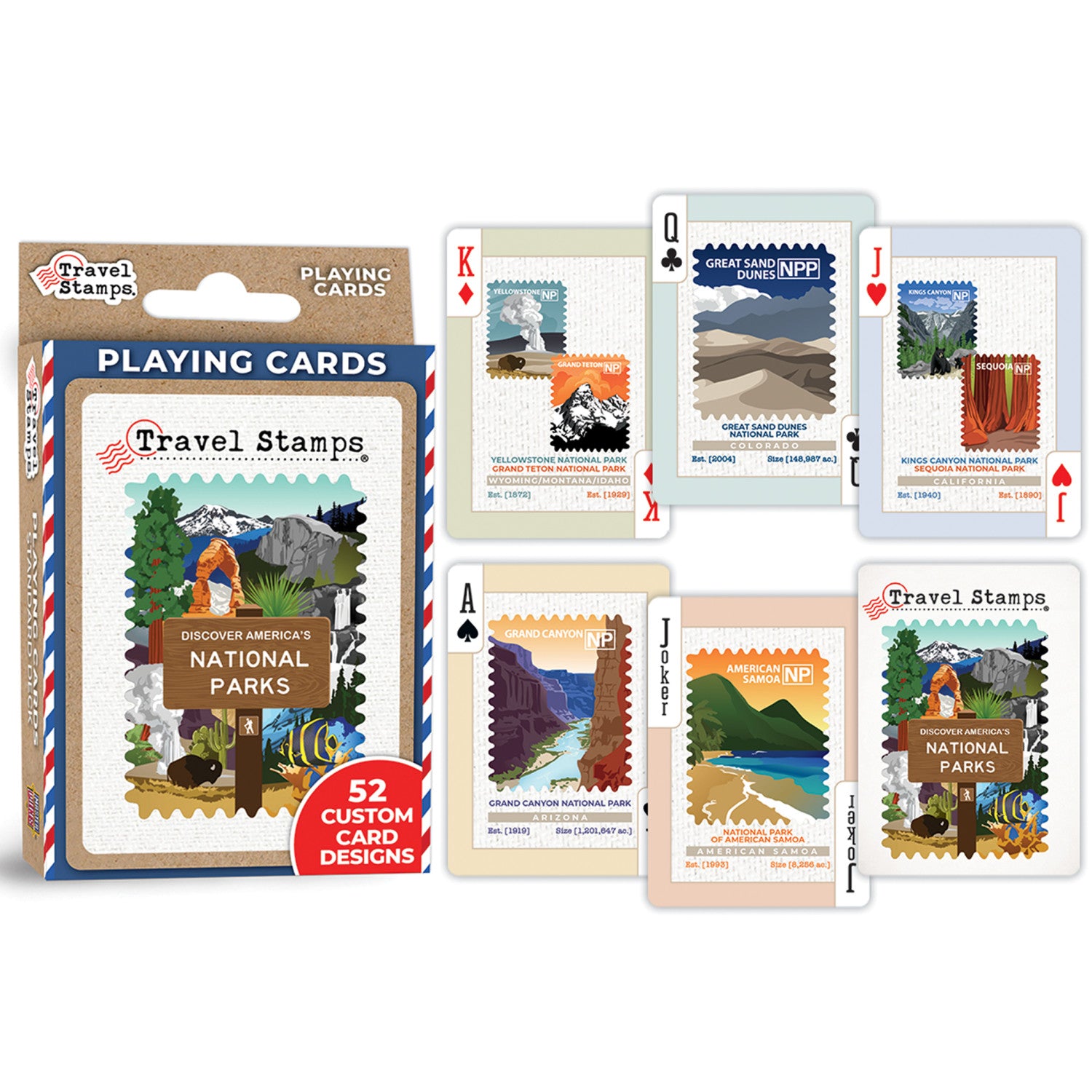 National Parks Travel Stamps Playing Cards - 54 Card Deck