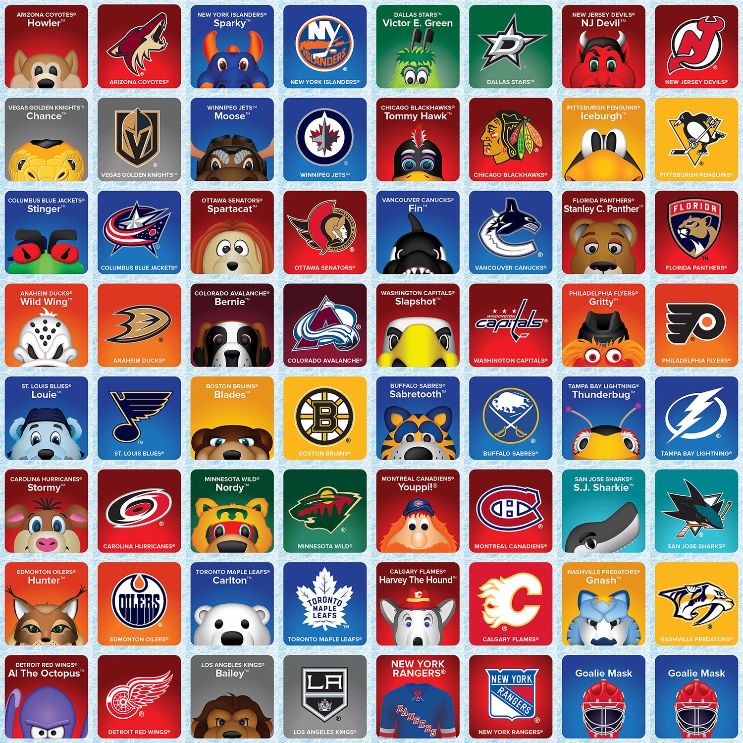 NHL Mascots Matching Game