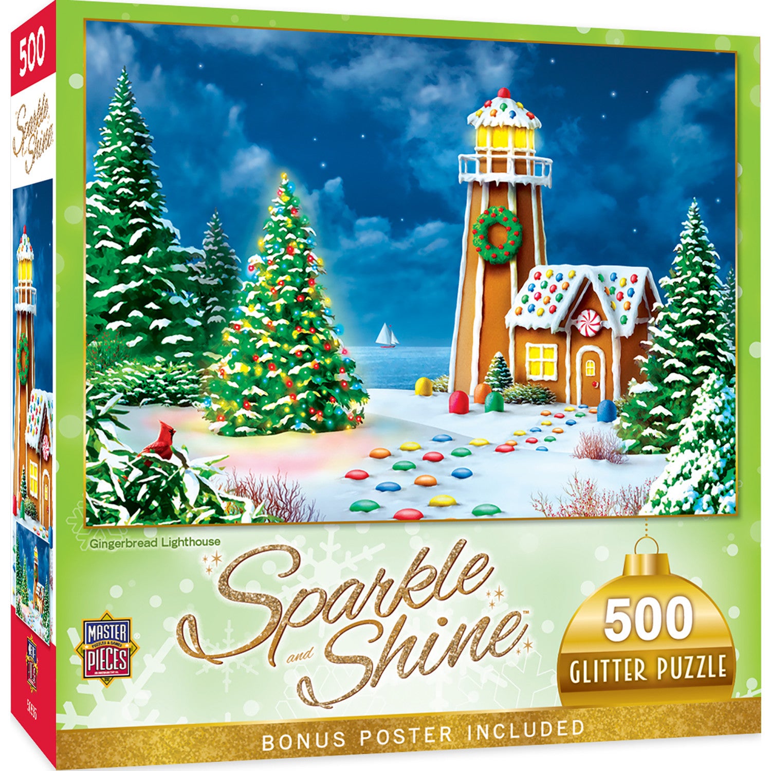 Sparkle & Shine - Gingerbread Lighthouse 500 Piece Glitter Jigsaw Puzzle