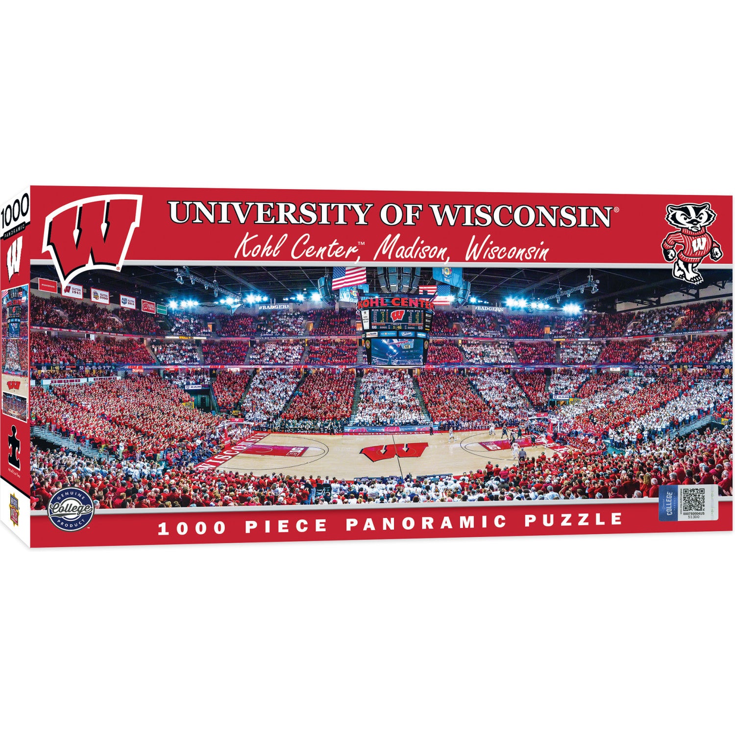 Wisconsin Badgers - 1000 Piece Panoramic Jigsaw Puzzle - Basketball