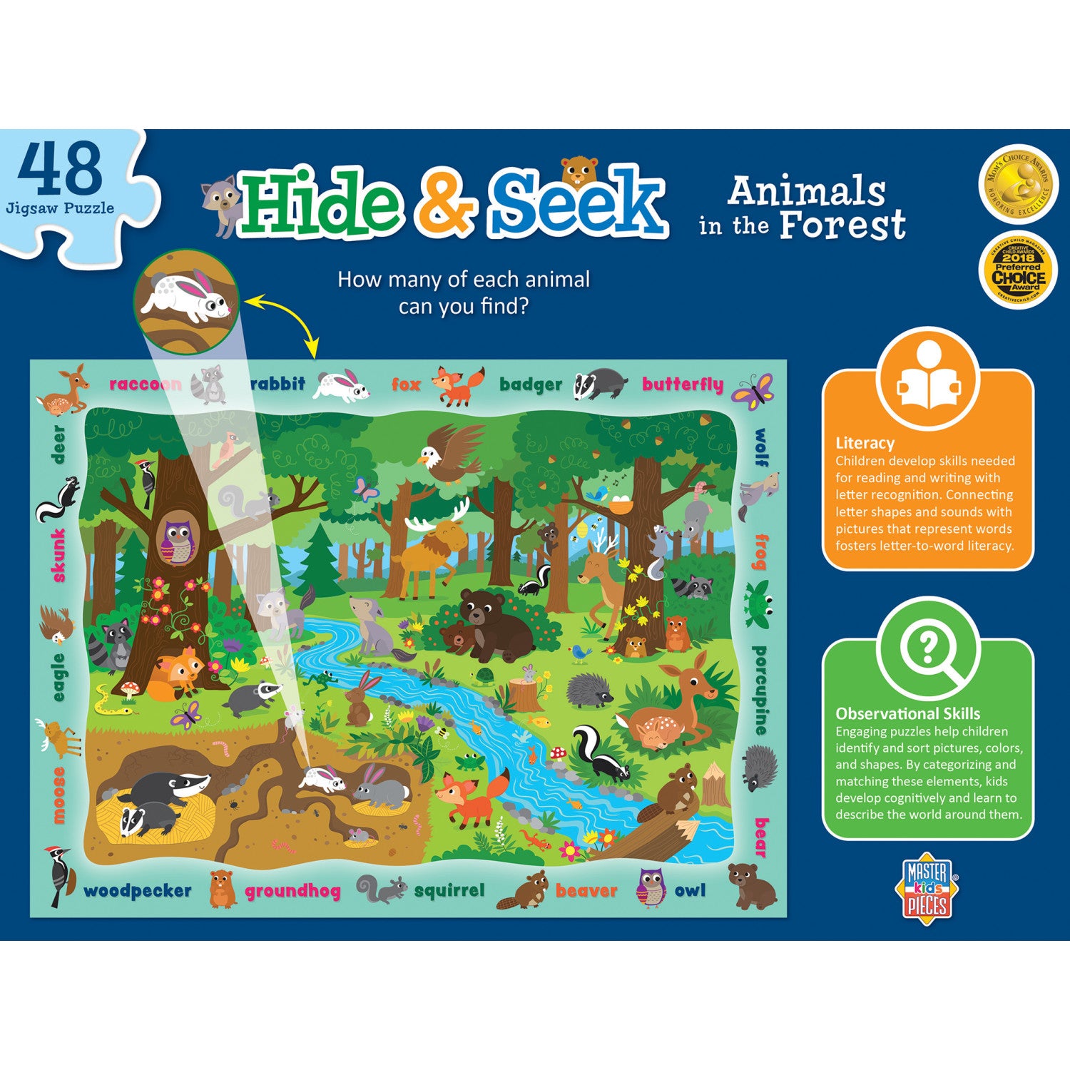 Hide & Seek - Animals in the Forest 48 Piece Jigsaw Puzzle
