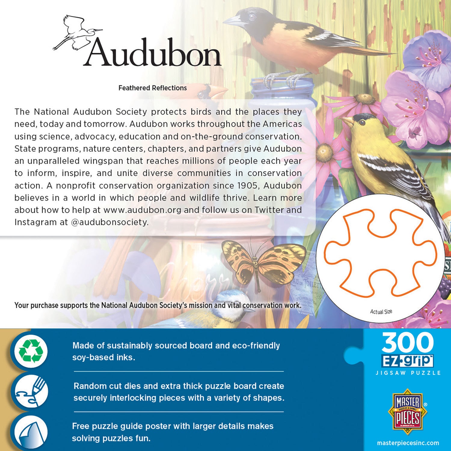 Audubon - Feathered Reflections 300 Piece EZ Grip Jigsaw Puzzle