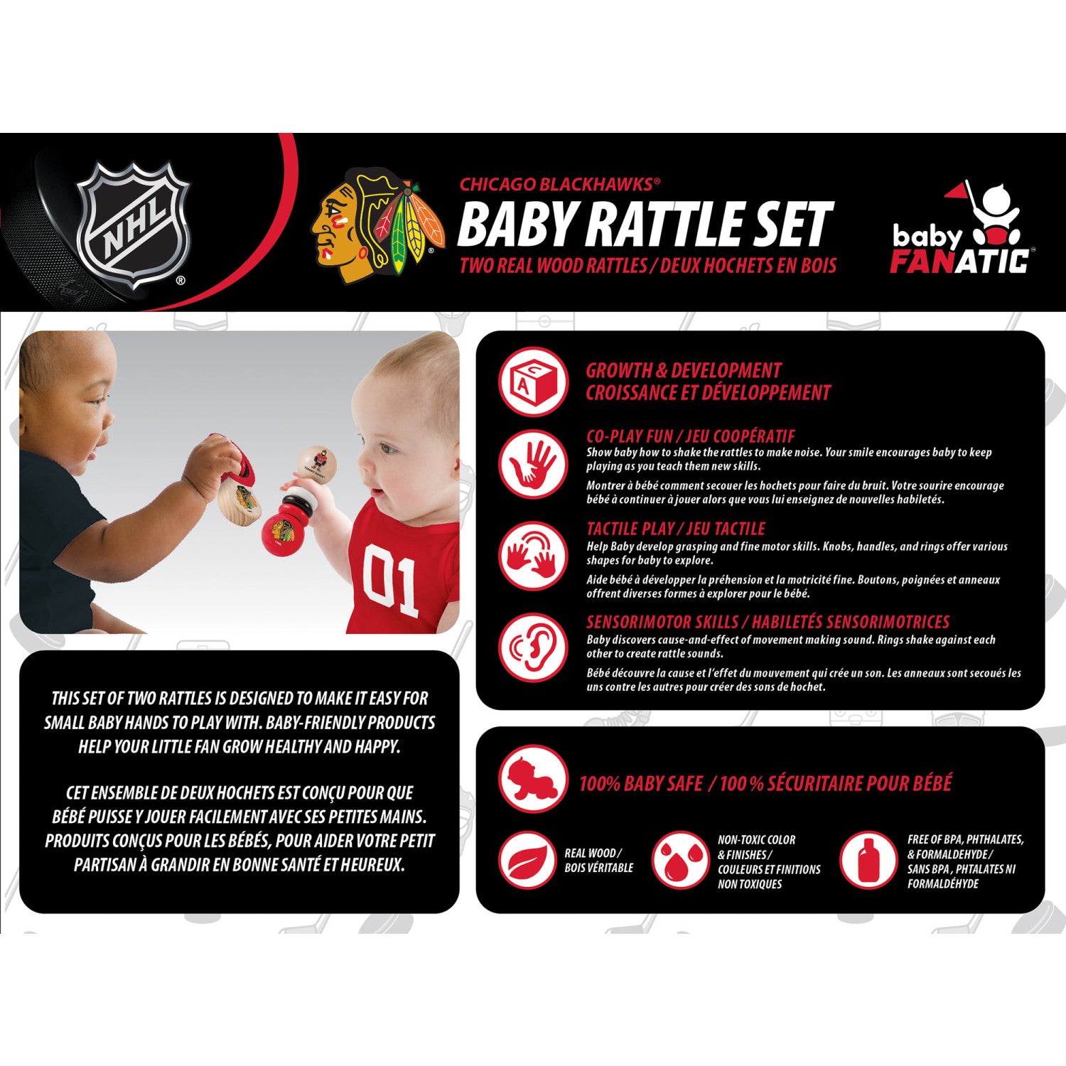 Chicago Blackhawks - Baby Rattles 2-Pack