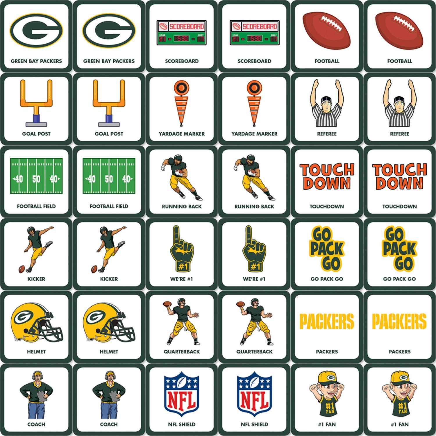 Green Bay Packers NFL Matching Game