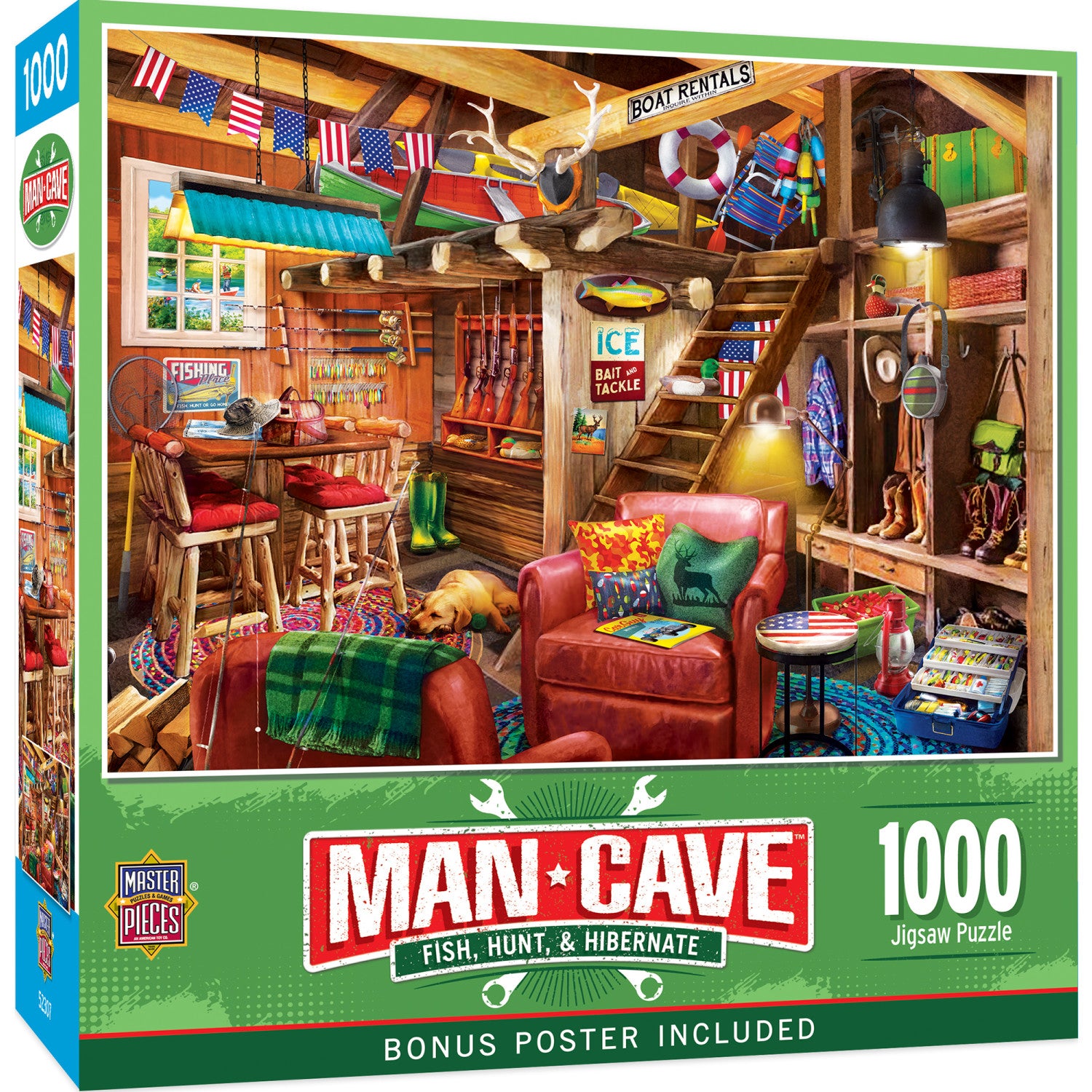 MasterPieces  Man Cave - Fish, Hunt, & Hibernate 1000 Piece Puzzle – MasterPieces  Puzzle Company INC