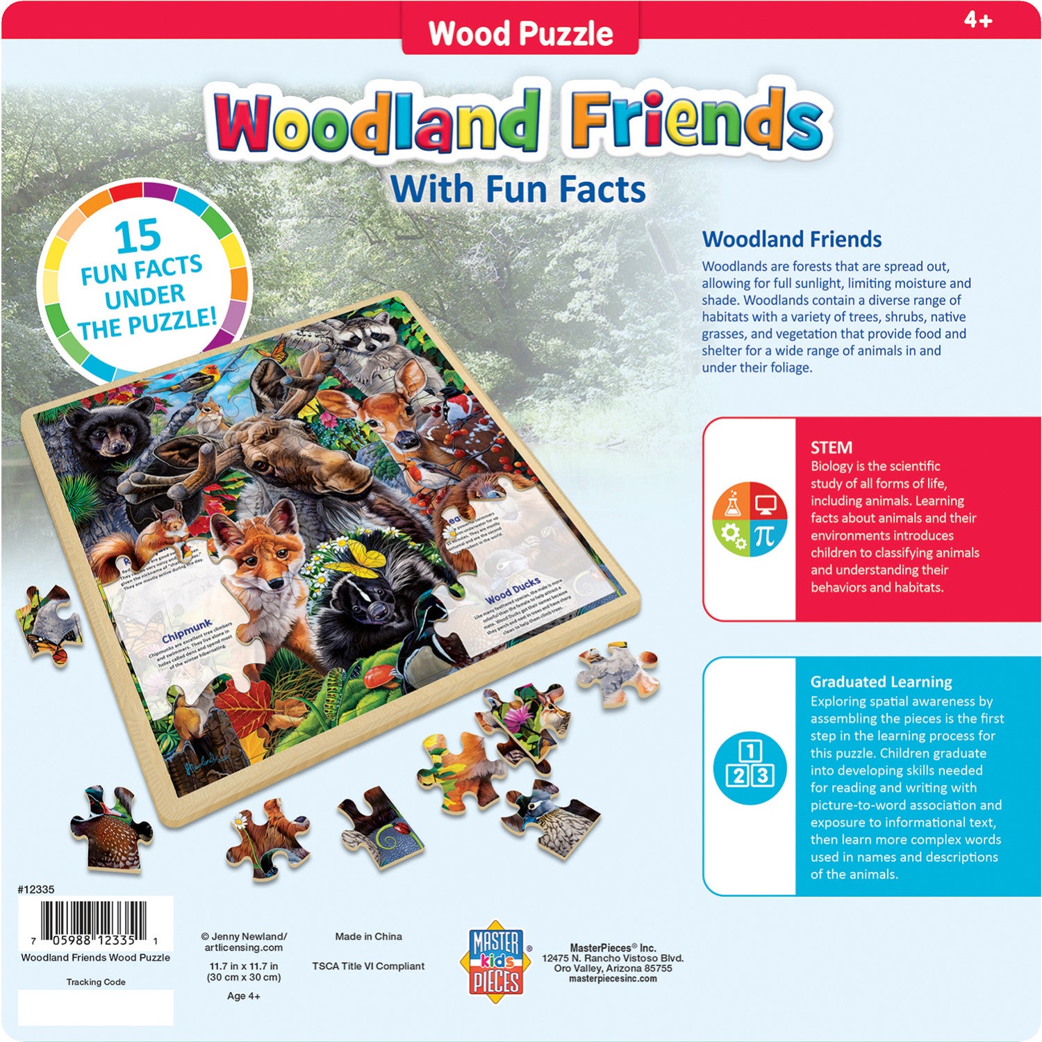 Wood Fun Facts - Woodland Friends 48 Piece Wood Jigsaw Puzzle