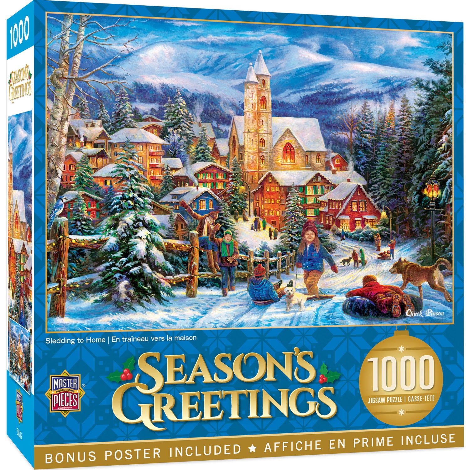 Season's Greetings - Sledding Home 1000 Piece Jigsaw Puzzle