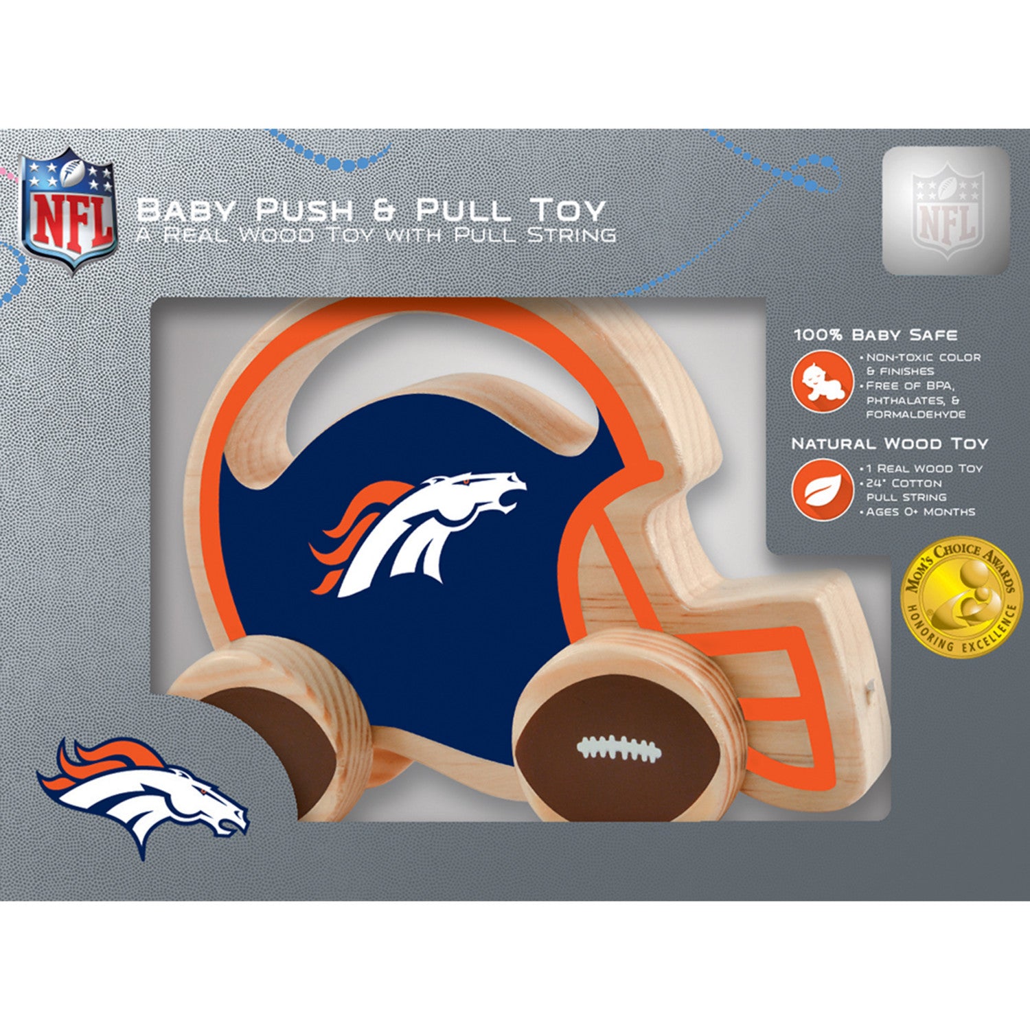 Denver Broncos NFL Wood Push & Pull Toy
