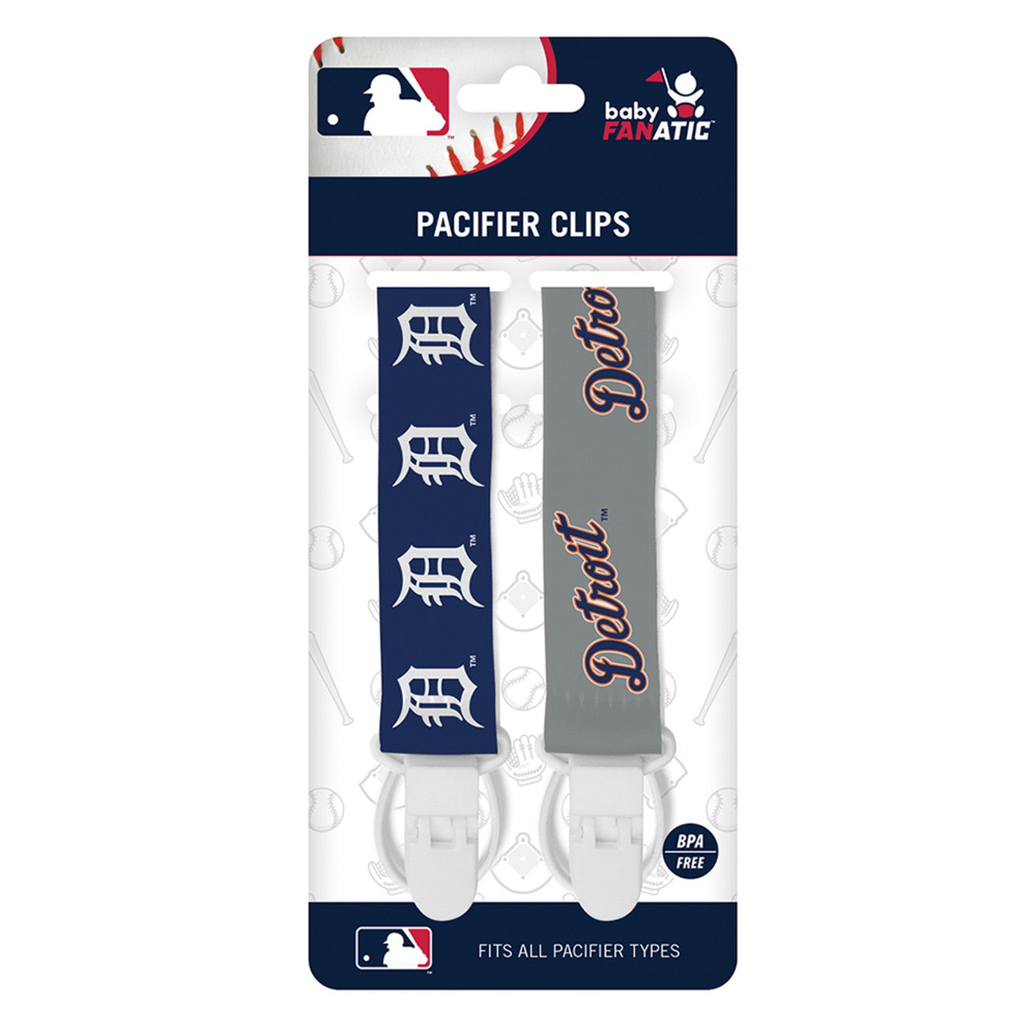 Detroit Tigers MLB Pacifier Clip 2-Pack