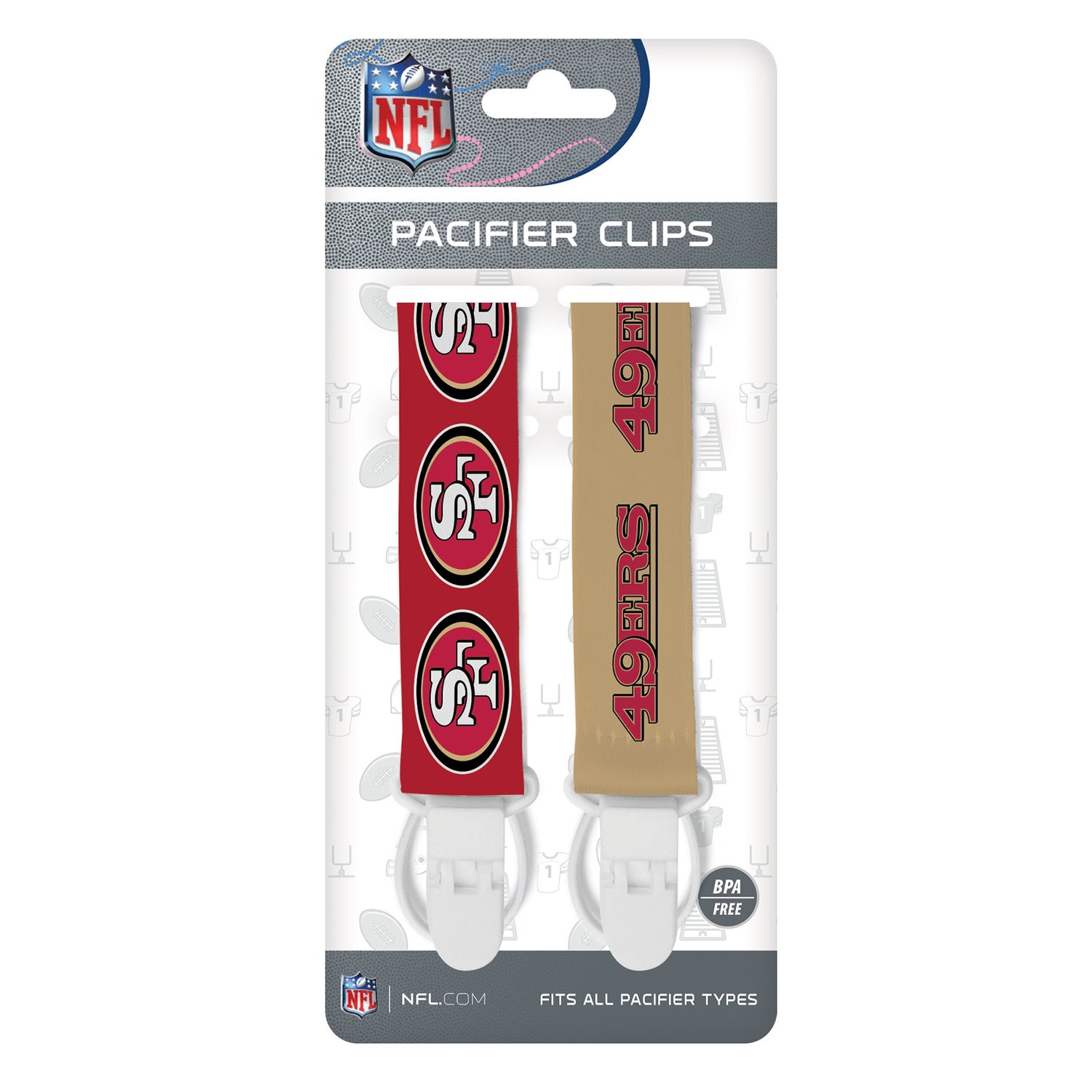 San Francisco 49ers NFL Pacifier Clip 2-Pack