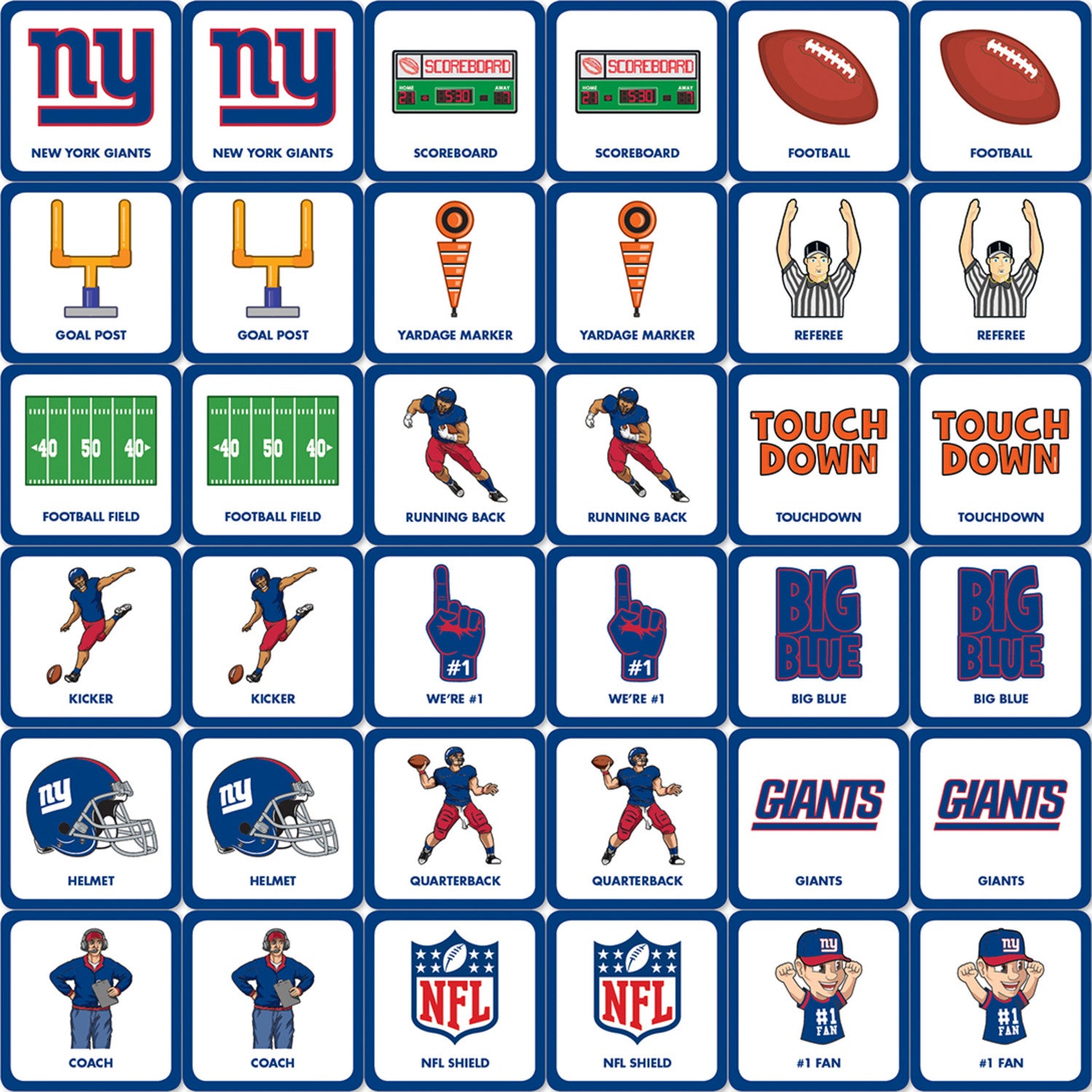 New York Giants NFL Matching Game