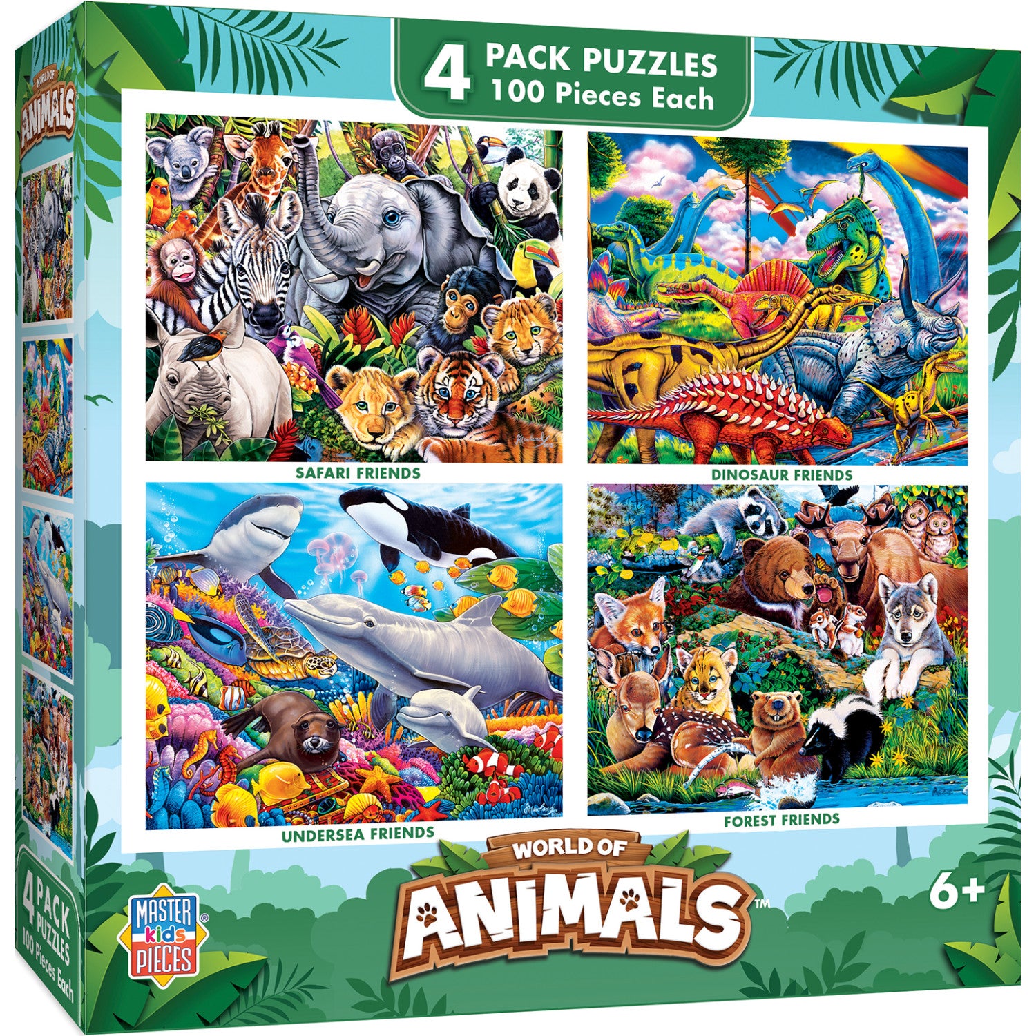 World of Animals 100 Piece Jigsaw Puzzles 4-Pack