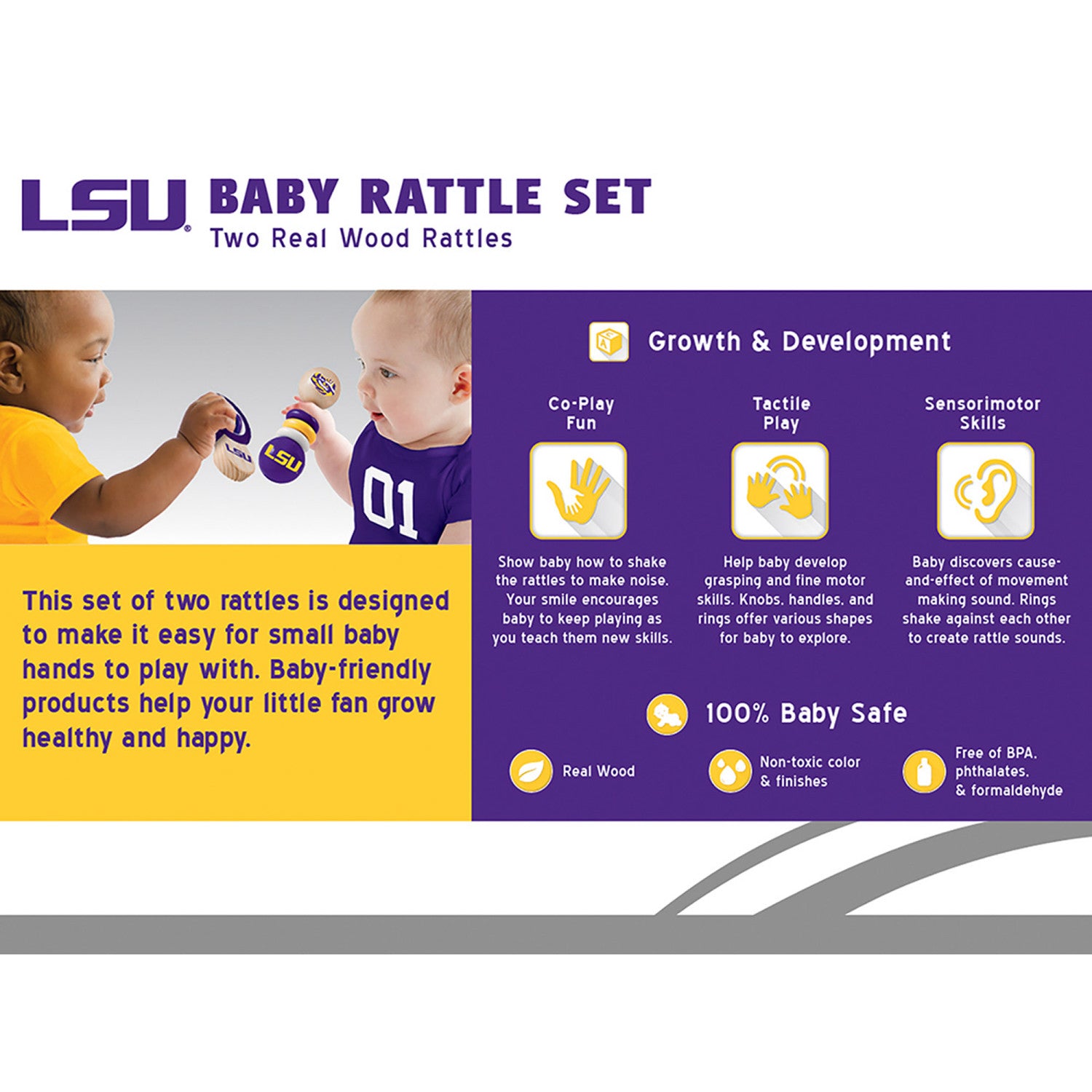 LSU Tigers - Baby Rattles 2-Pack