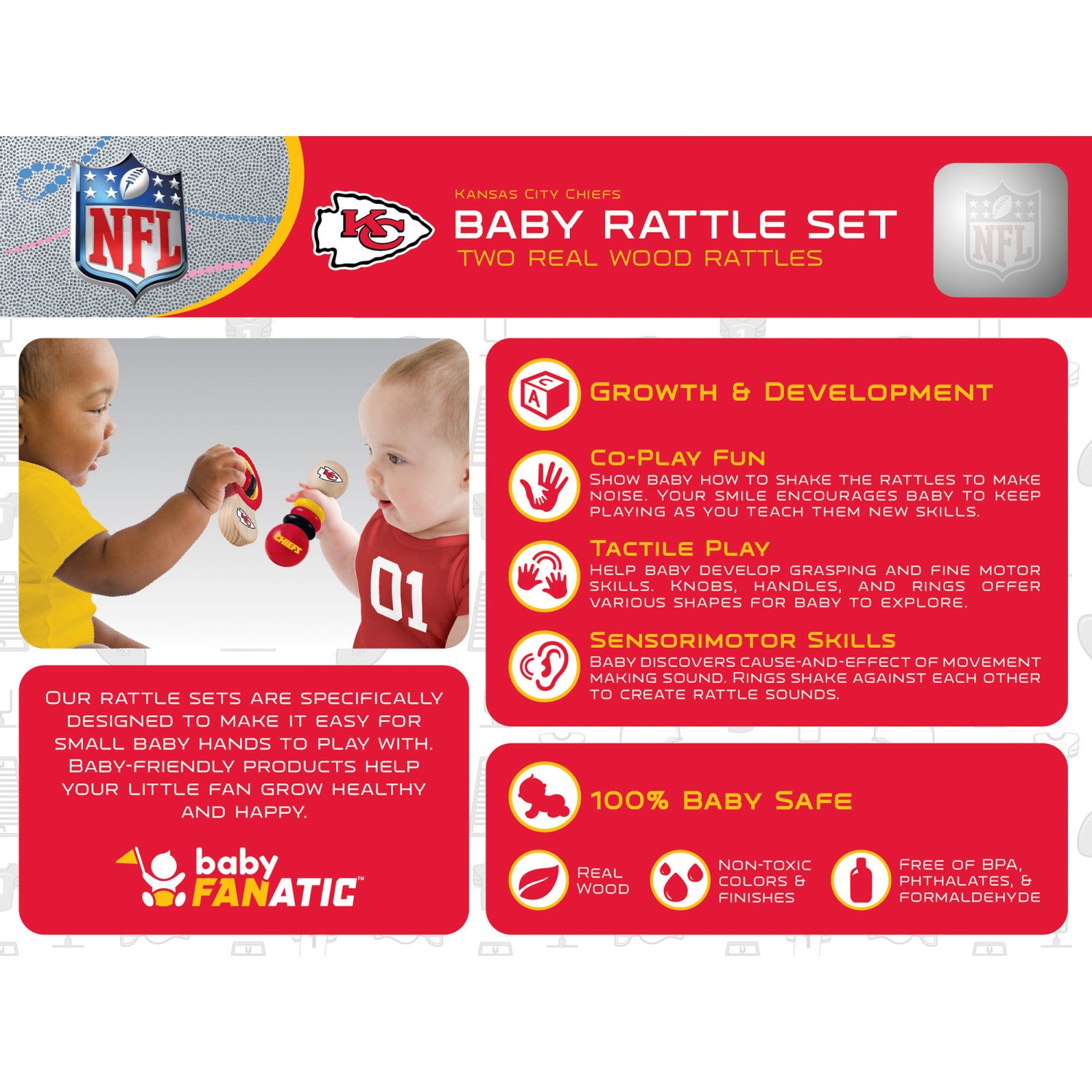 Kansas City Chiefs - Baby Rattles 2-Pack