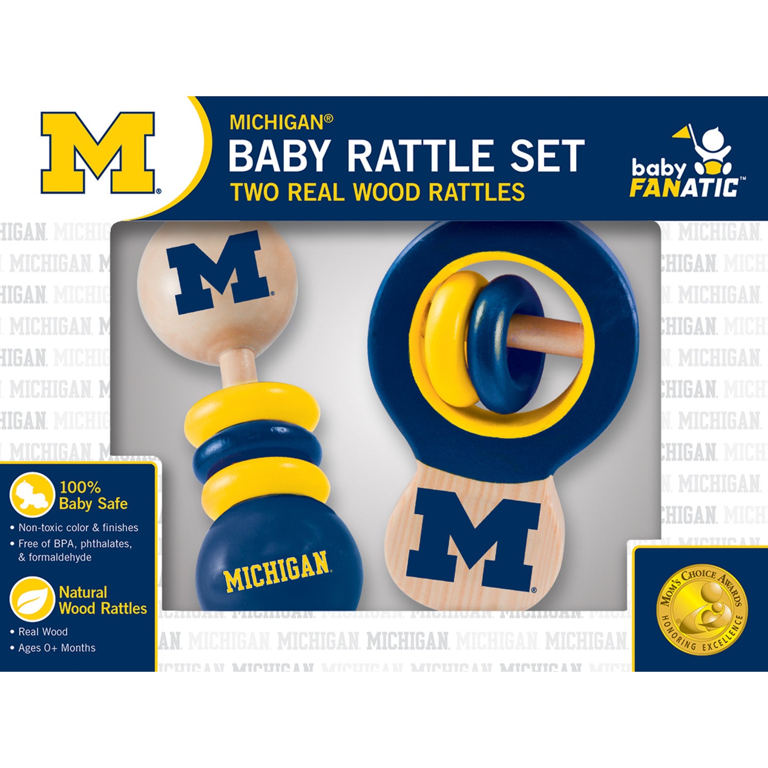 Michigan Wolverines NCAA Wood Rattle 2-Pack