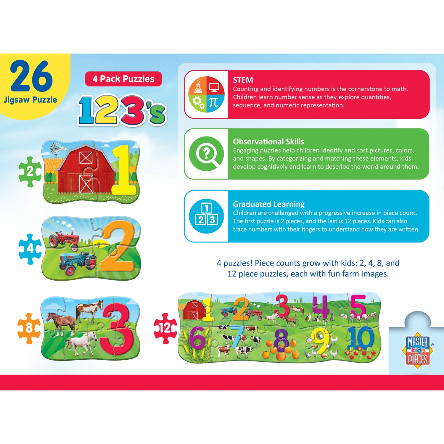 123's - Educational 4-Pack Jigsaw Puzzles