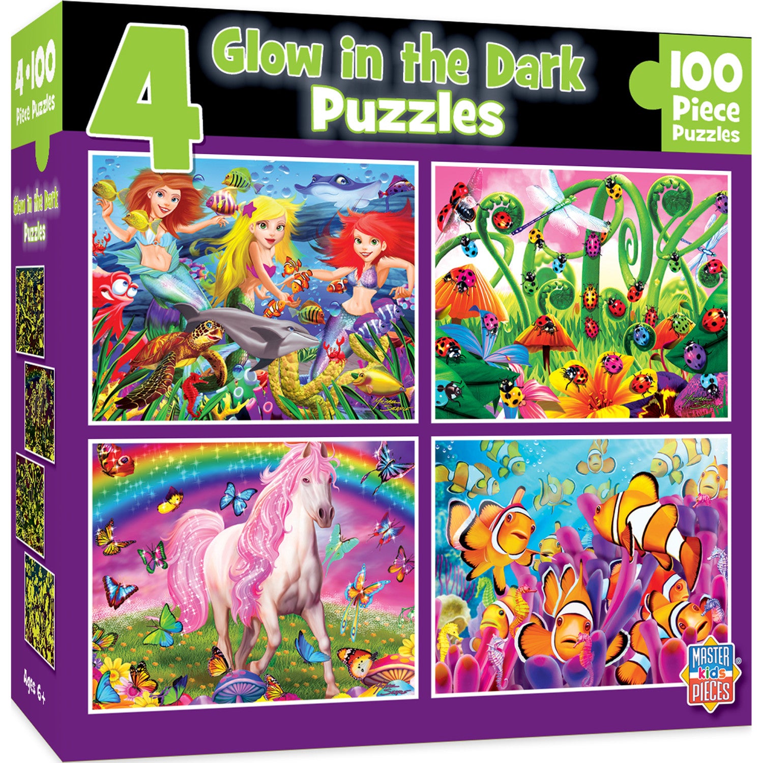 Glow in the Dark 100 Piece Jigsaw Puzzles - 4-Pack V1