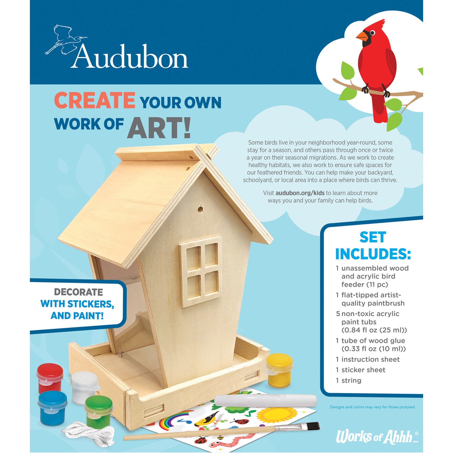 Audubon - Birdfeeder Wood Craft & Paint Kit