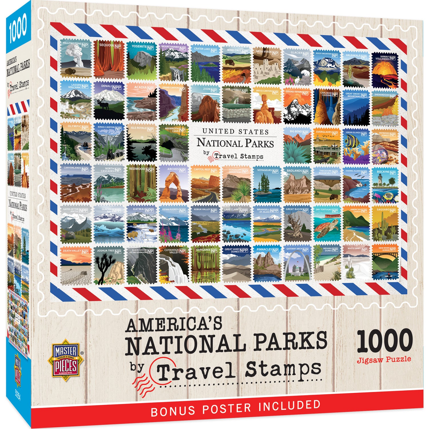 National Parks Travel Stamps 1000 Piece Jigsaw Puzzle
