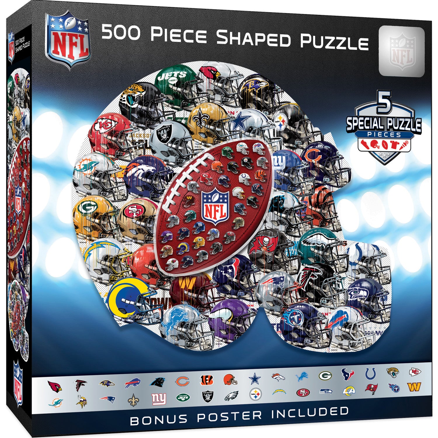 NFL - Helmet Drip Art 500 Piece Shaped Jigsaw Puzzle