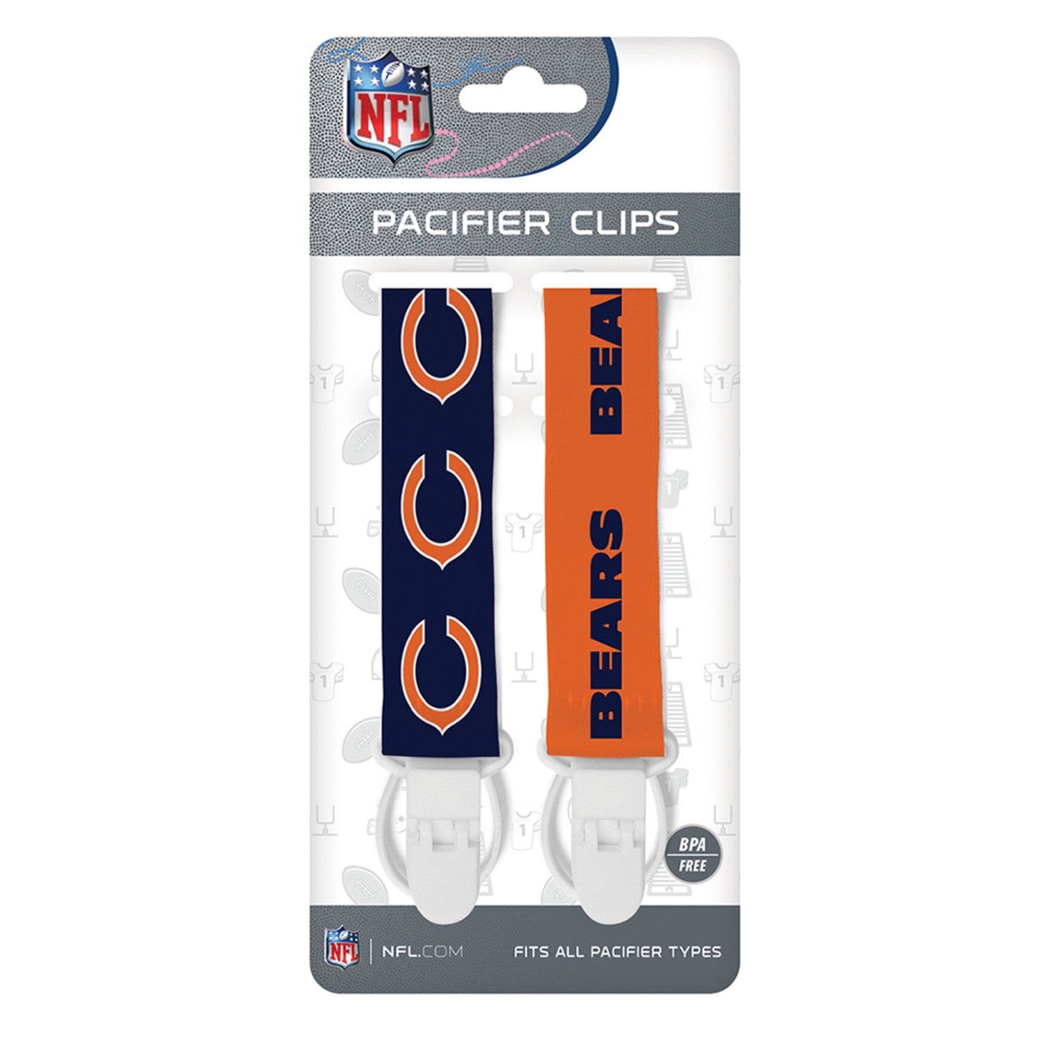 Chicago Bears NFL Pacifier Clip 2-Pack