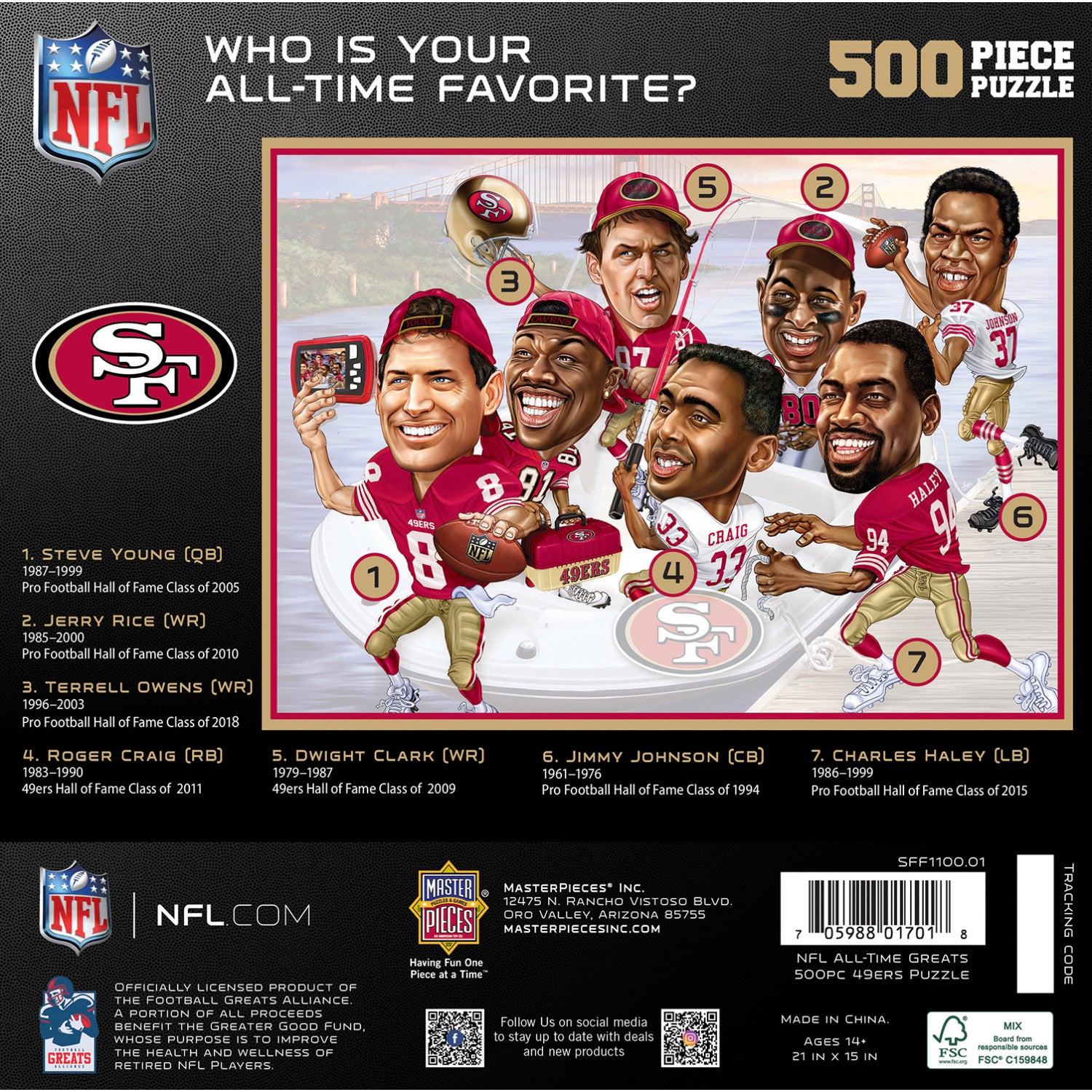 San Francisco 49ers - All Time Greats 500 Piece Jigsaw Puzzle
