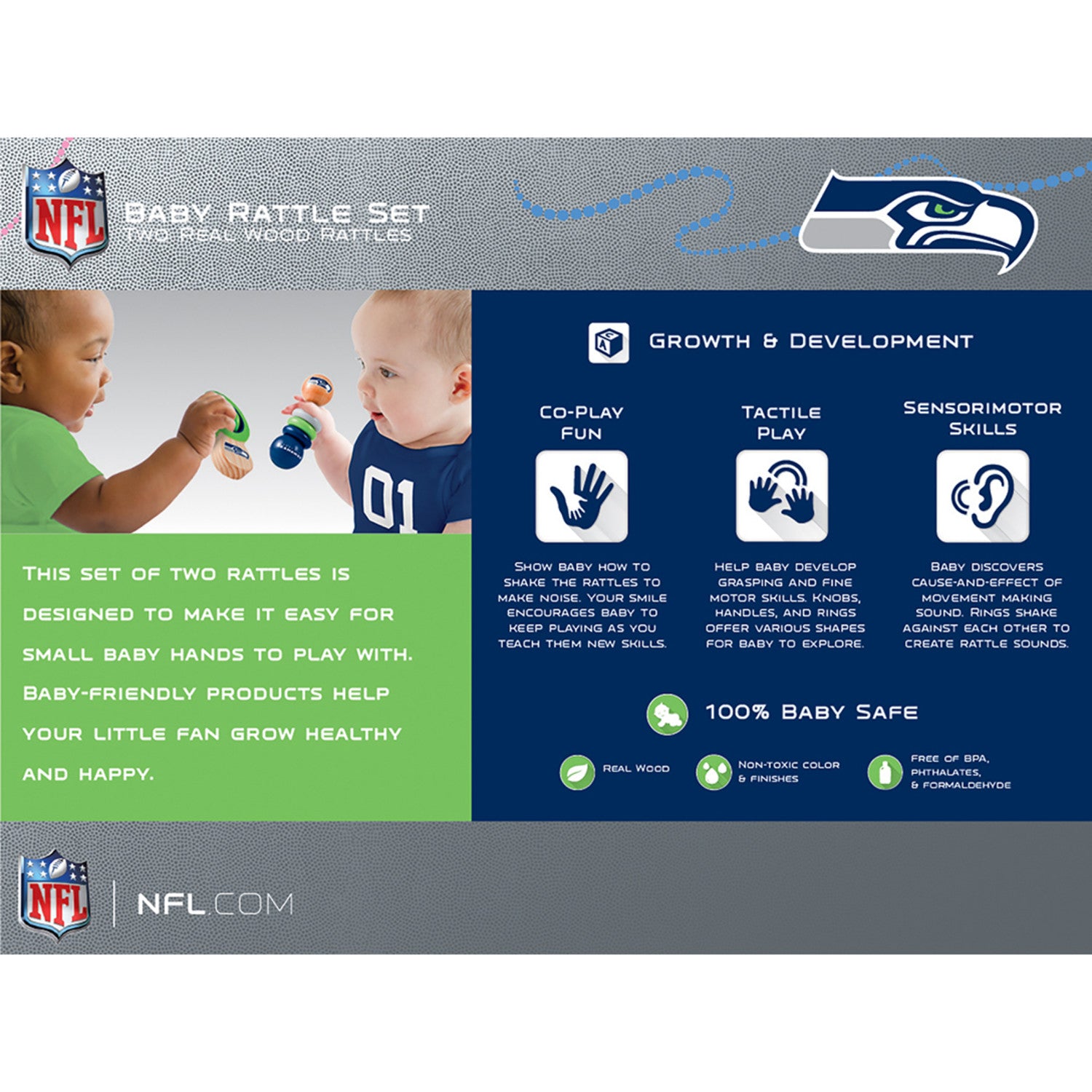 Seattle Seahawks - Baby Rattles 2-Pack