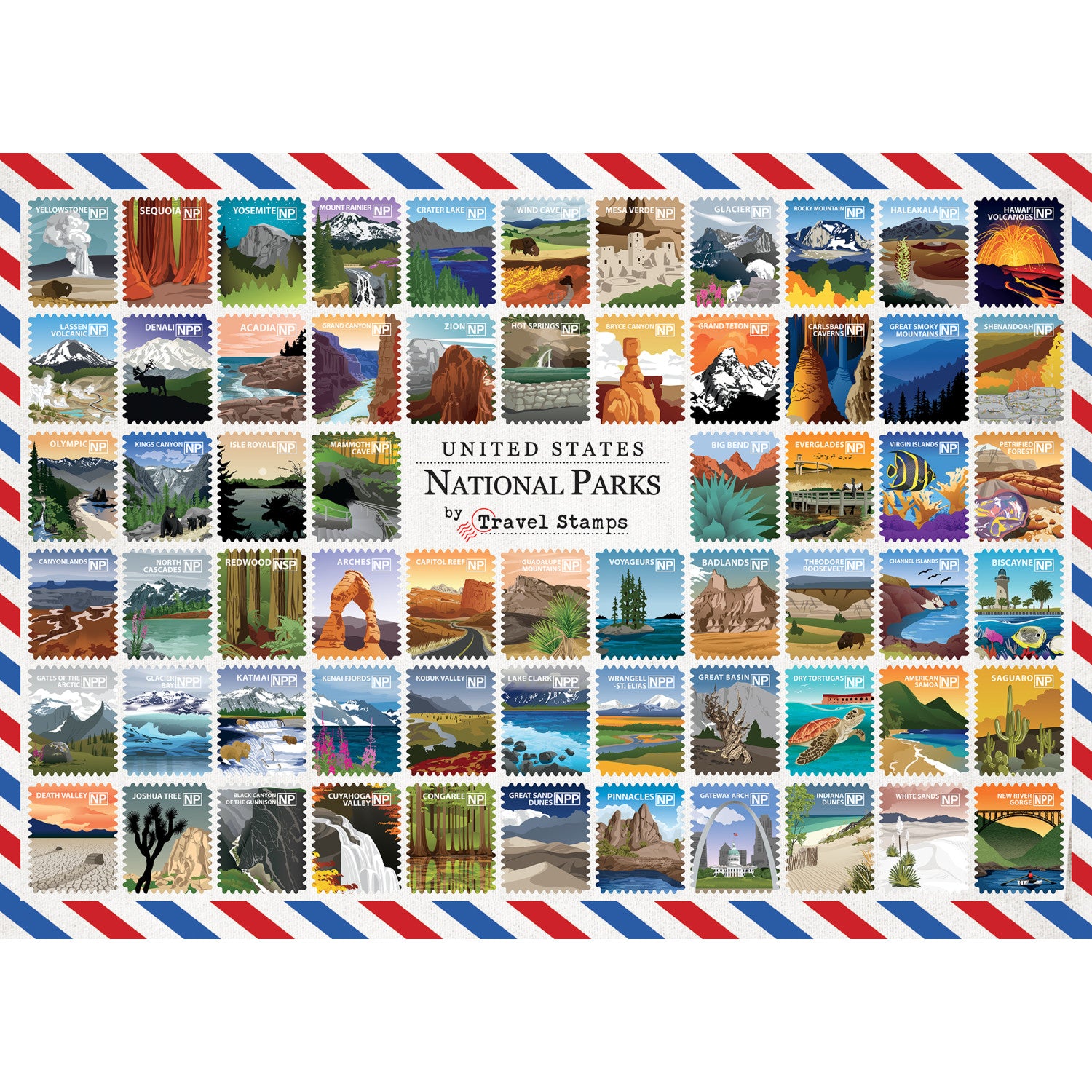 National Parks - Travel Stamps 1000 Piece Puzzle