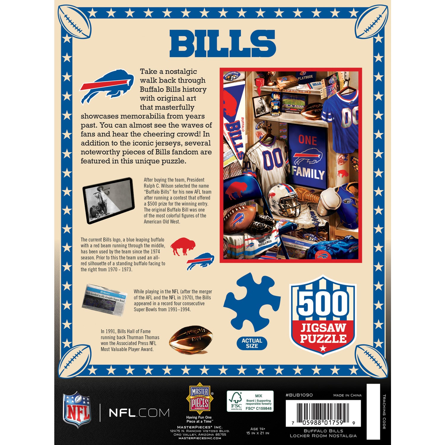 MasterPieces 1000 Piece Sports Jigsaw Puzzle - NFL Buffalo Bills