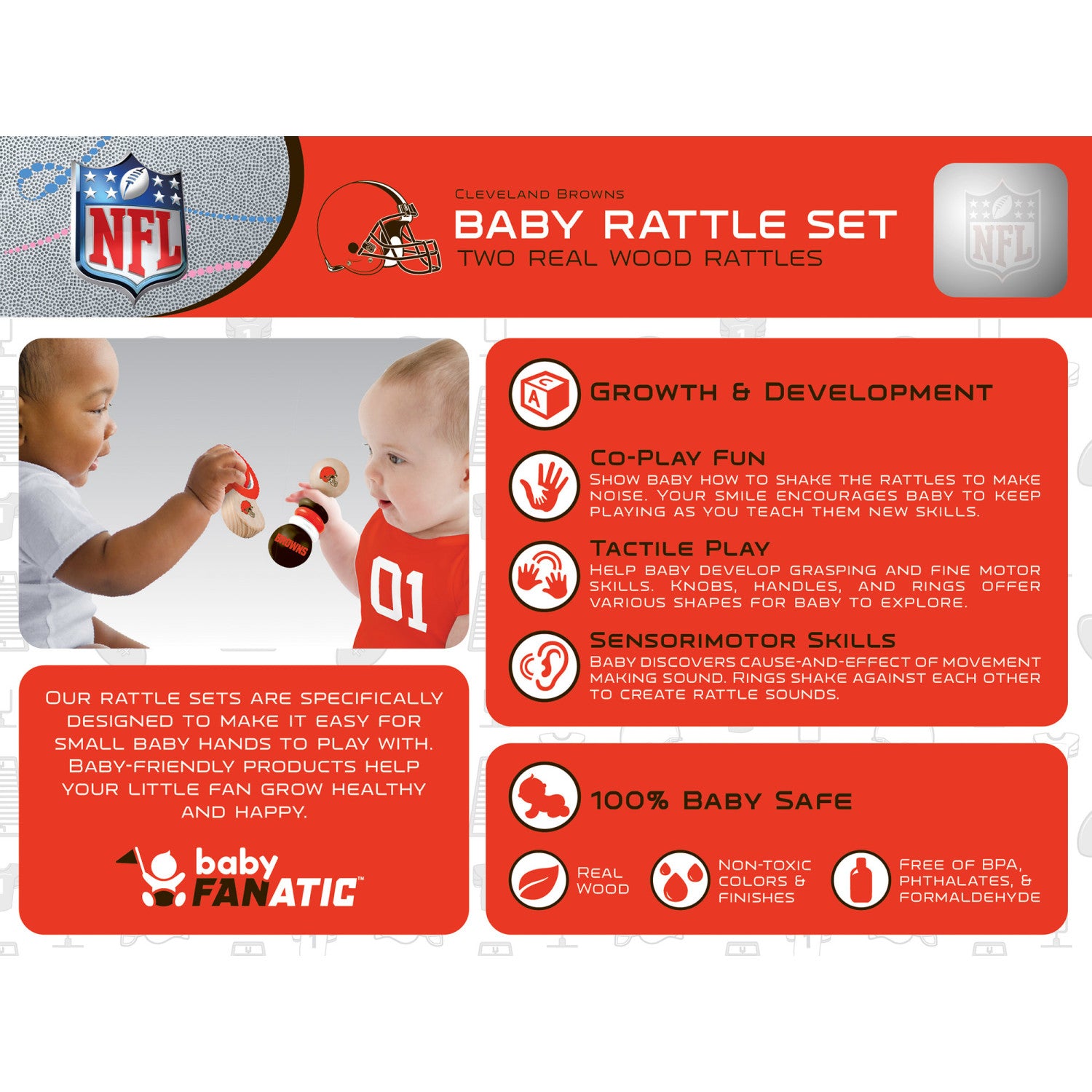 Cleveland Browns - Baby Rattles 2-Pack